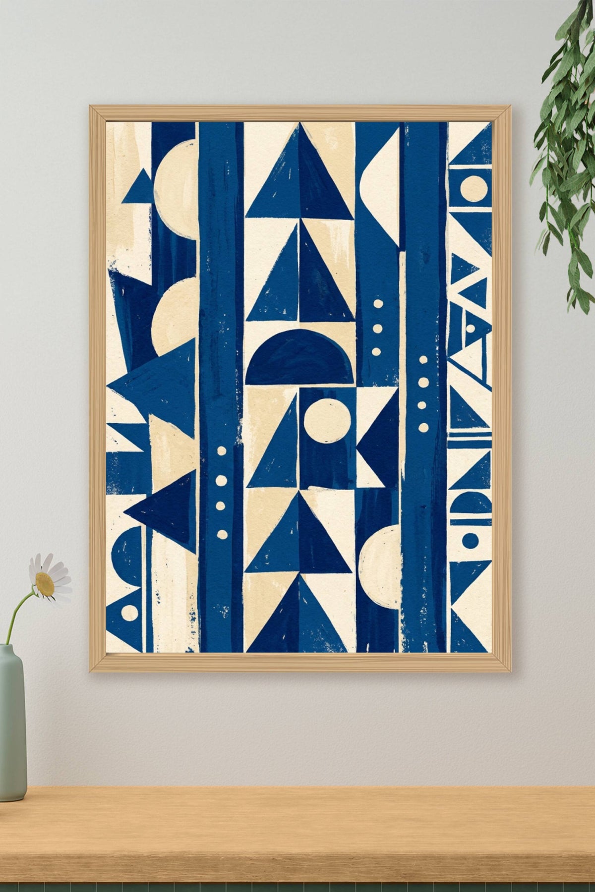 Affiche d'art abstrait bleu, décor mural salon