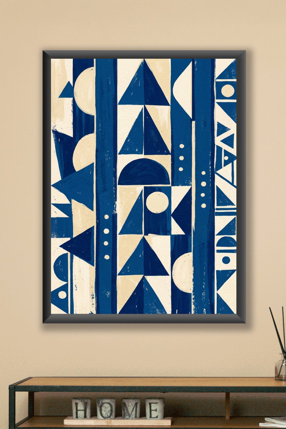 Affiche d'art abstrait bleu, décor mural salon