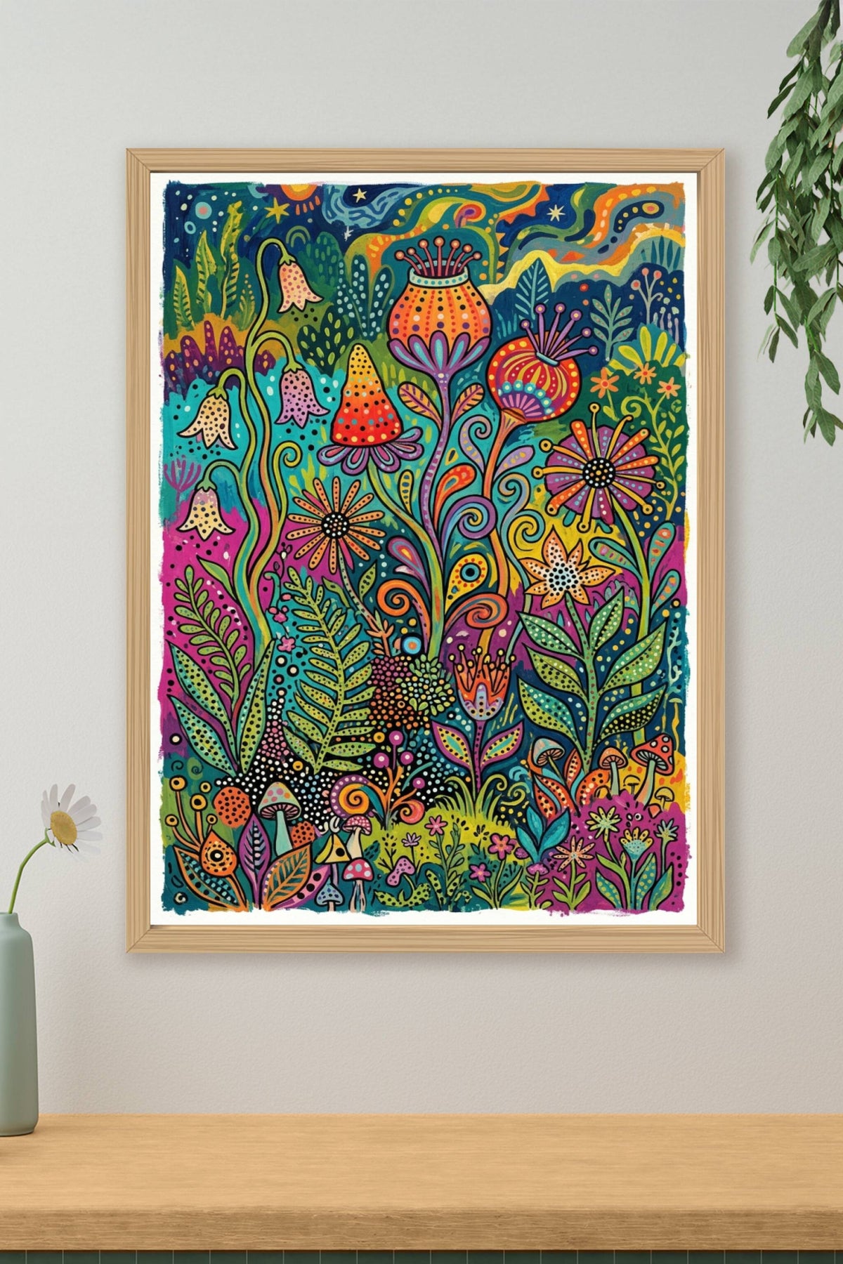 Poster Jardin imaginaire, affiche avec motifs à points
