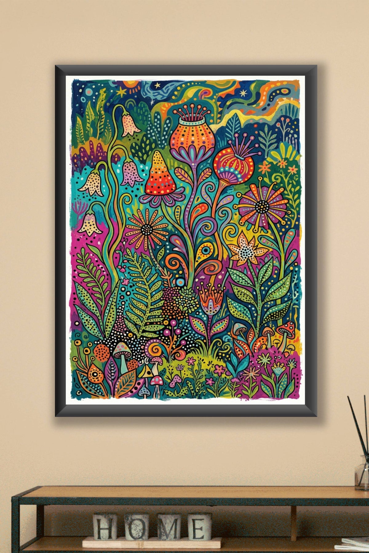Poster Jardin imaginaire, affiche avec motifs à points