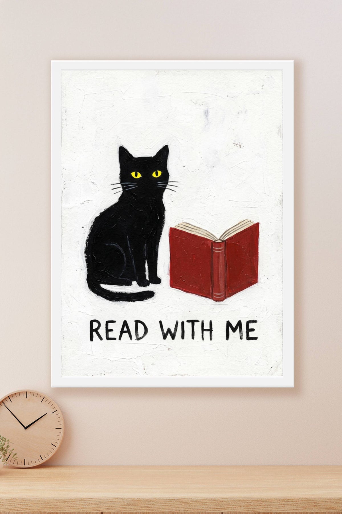 Affiche Chat noir et livre, poster Read With Me