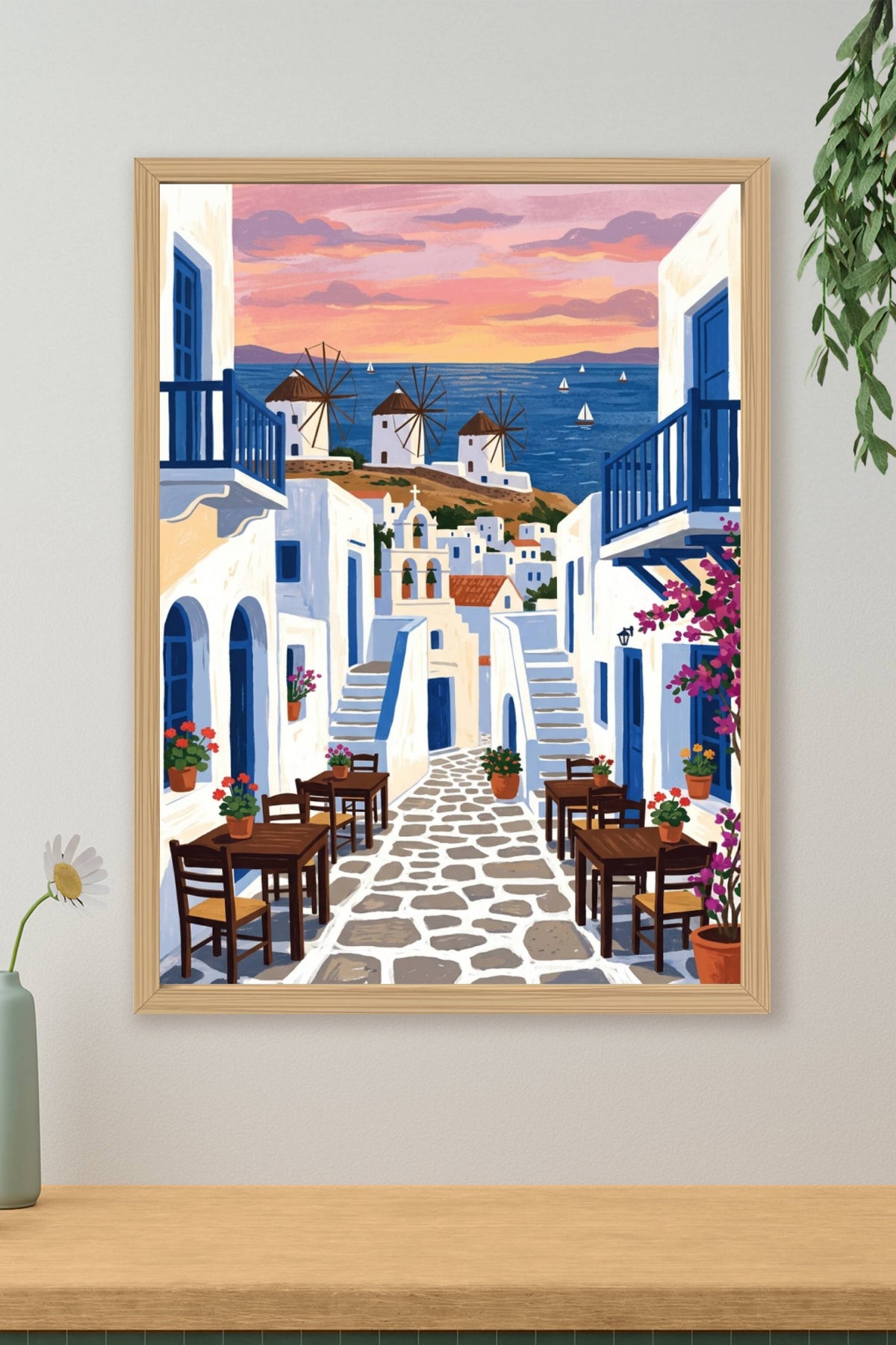 Affiche de Mykonos, poster du village des Cyclades