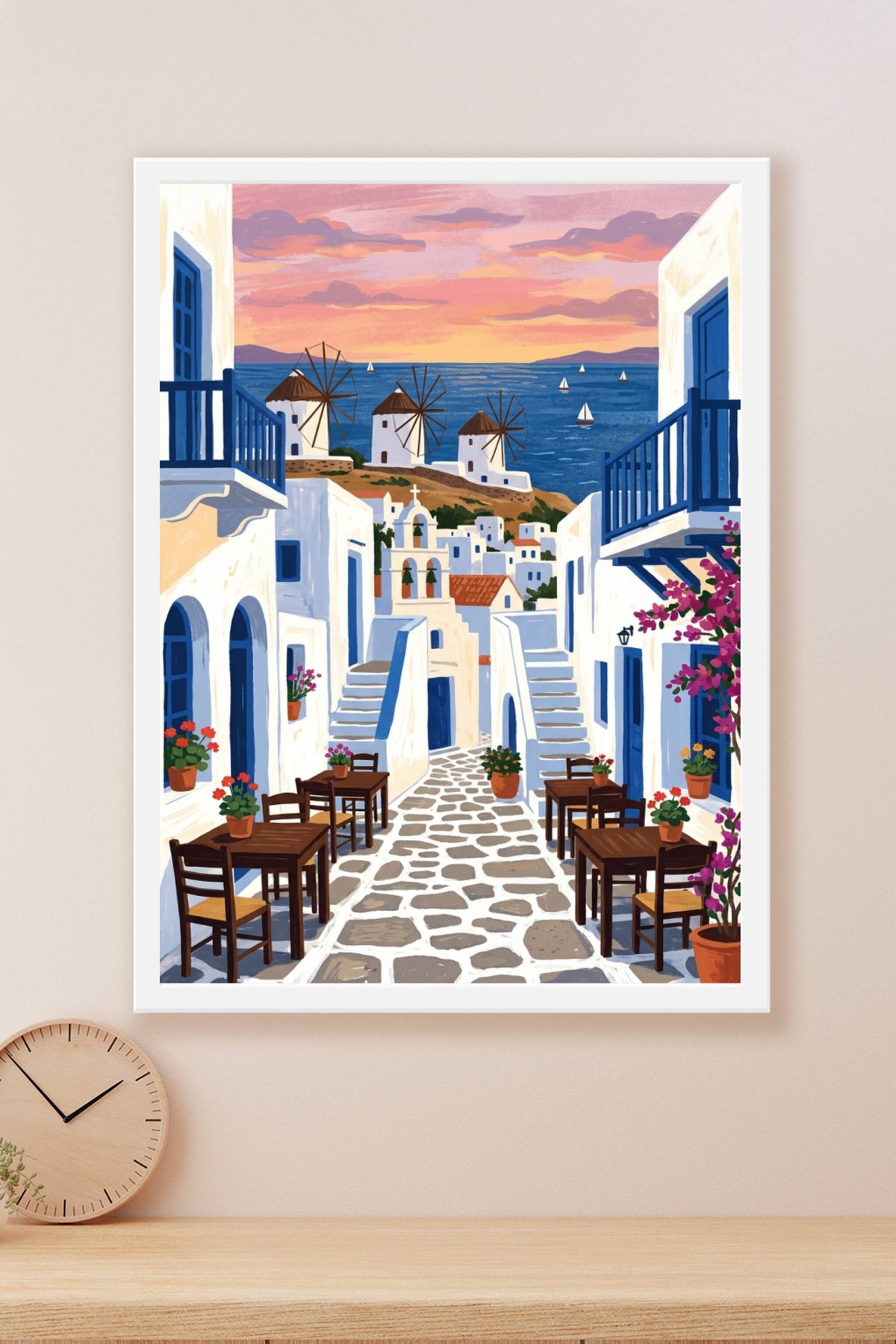 Affiche de Mykonos, poster du village des Cyclades