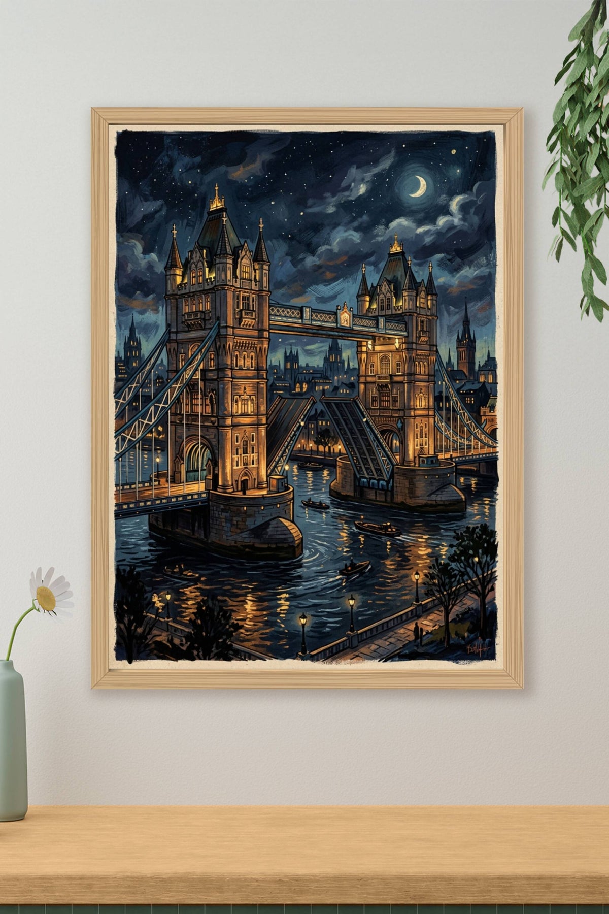 Poster de Tower Bridge, Londres, affiche de nuit