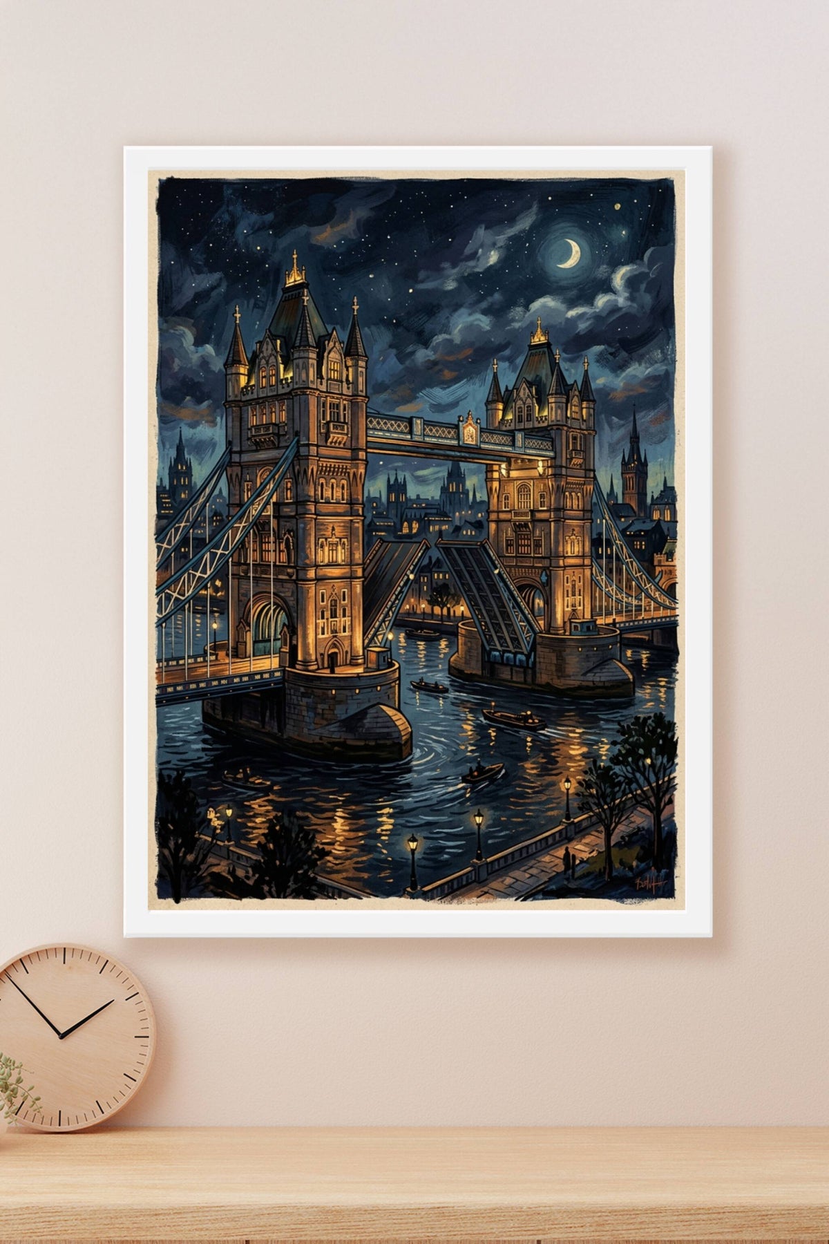 Poster de Tower Bridge, Londres, affiche de nuit