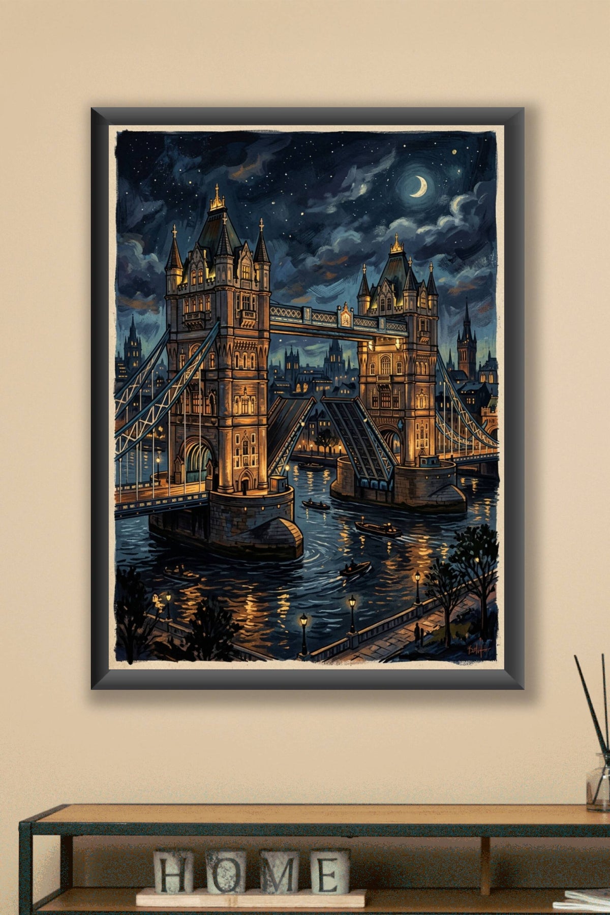 Poster de Tower Bridge, Londres, affiche de nuit
