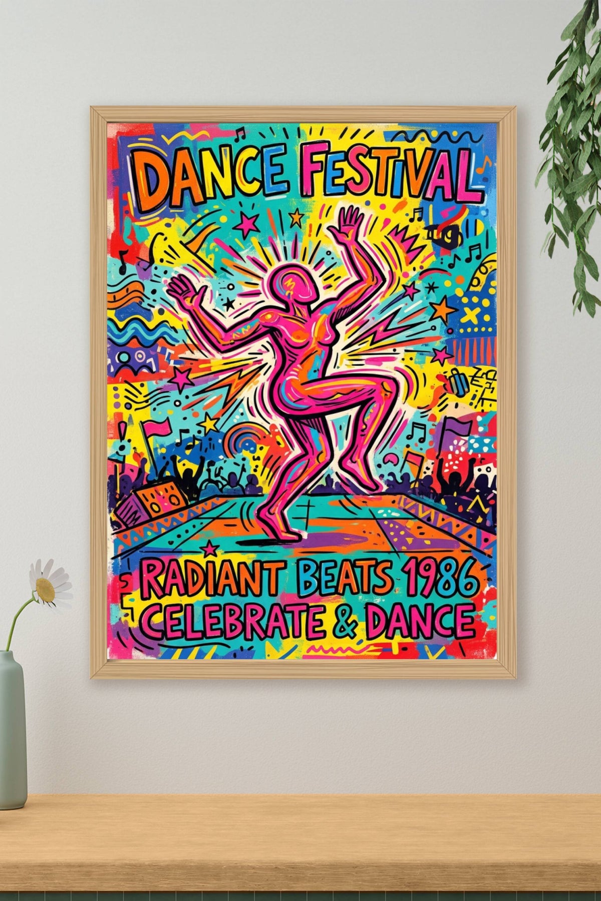 Affiche du Dance Festival 1986, poster style pop art