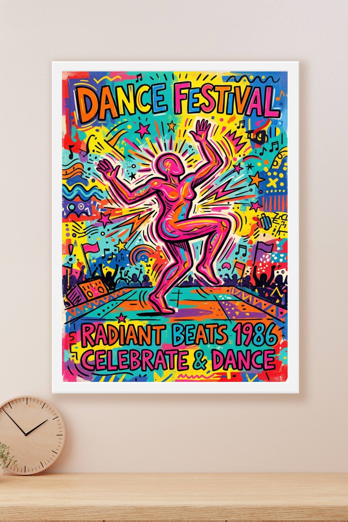 Affiche du Dance Festival 1986, poster style pop art