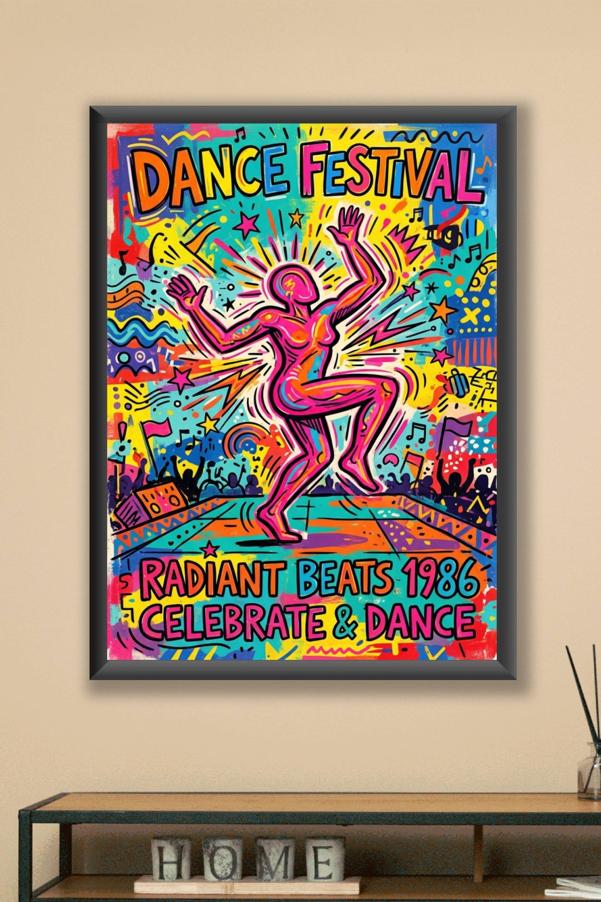 Affiche du Dance Festival 1986, poster style pop art