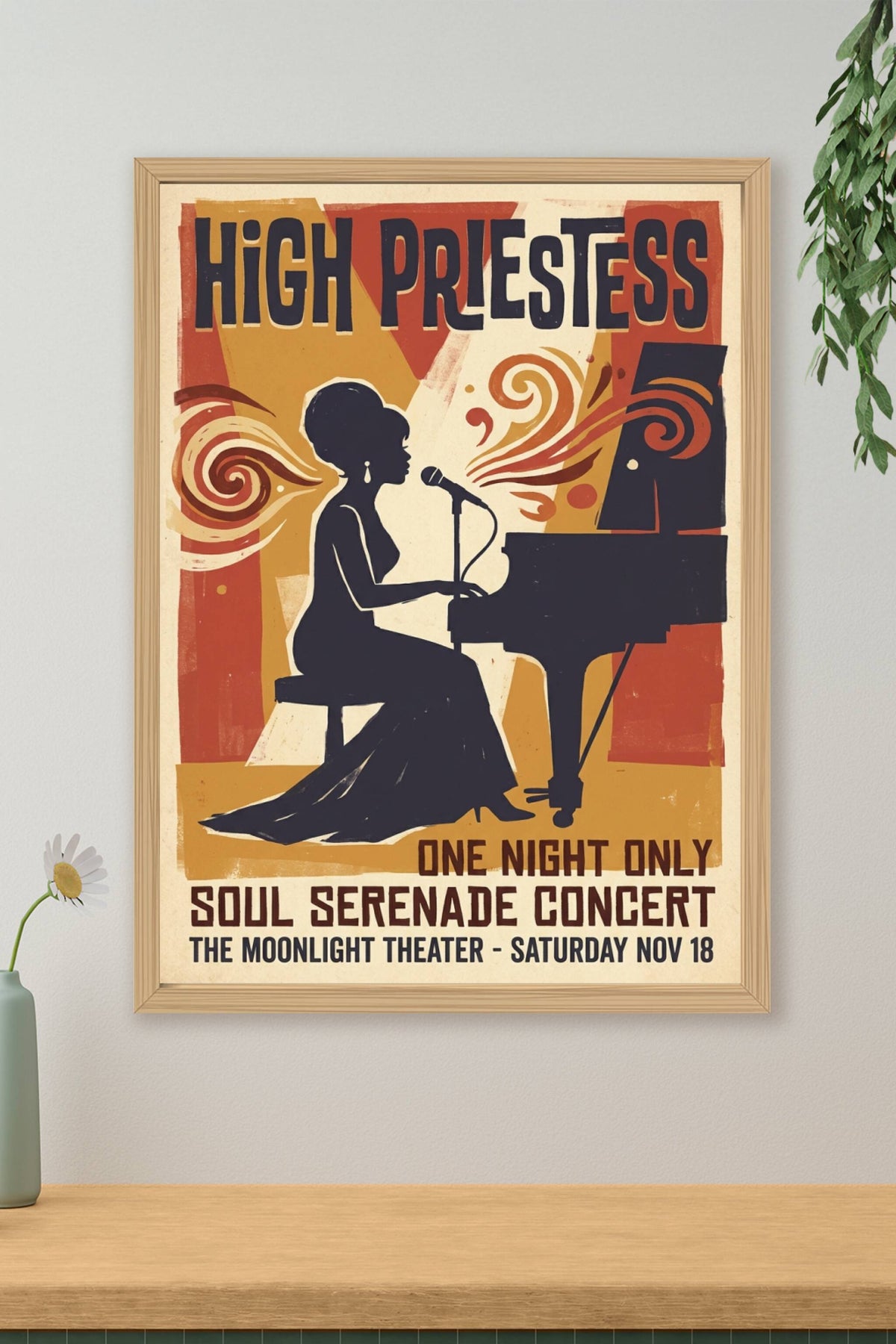 Poster High Priestess Soul, affiche chanteuse au piano