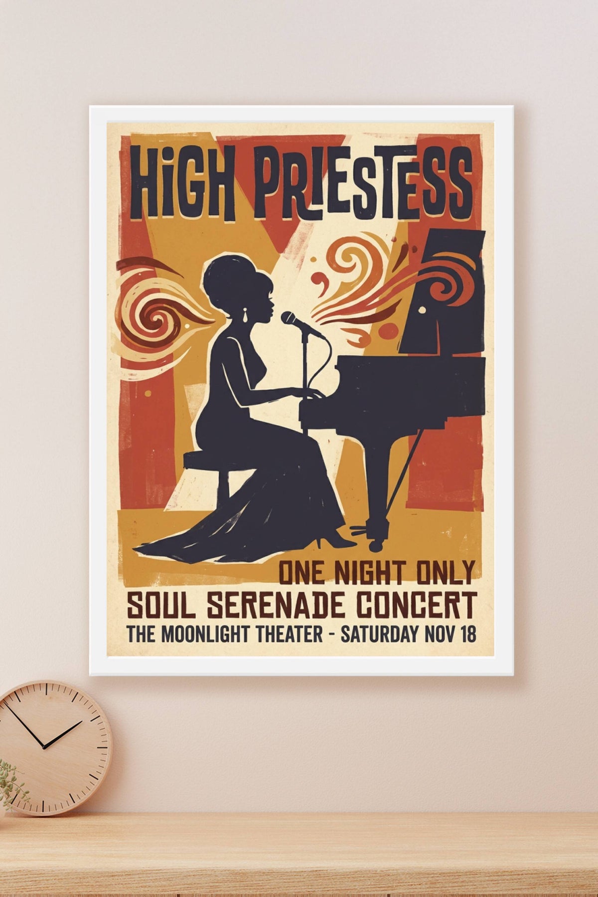 Poster High Priestess Soul, affiche chanteuse au piano