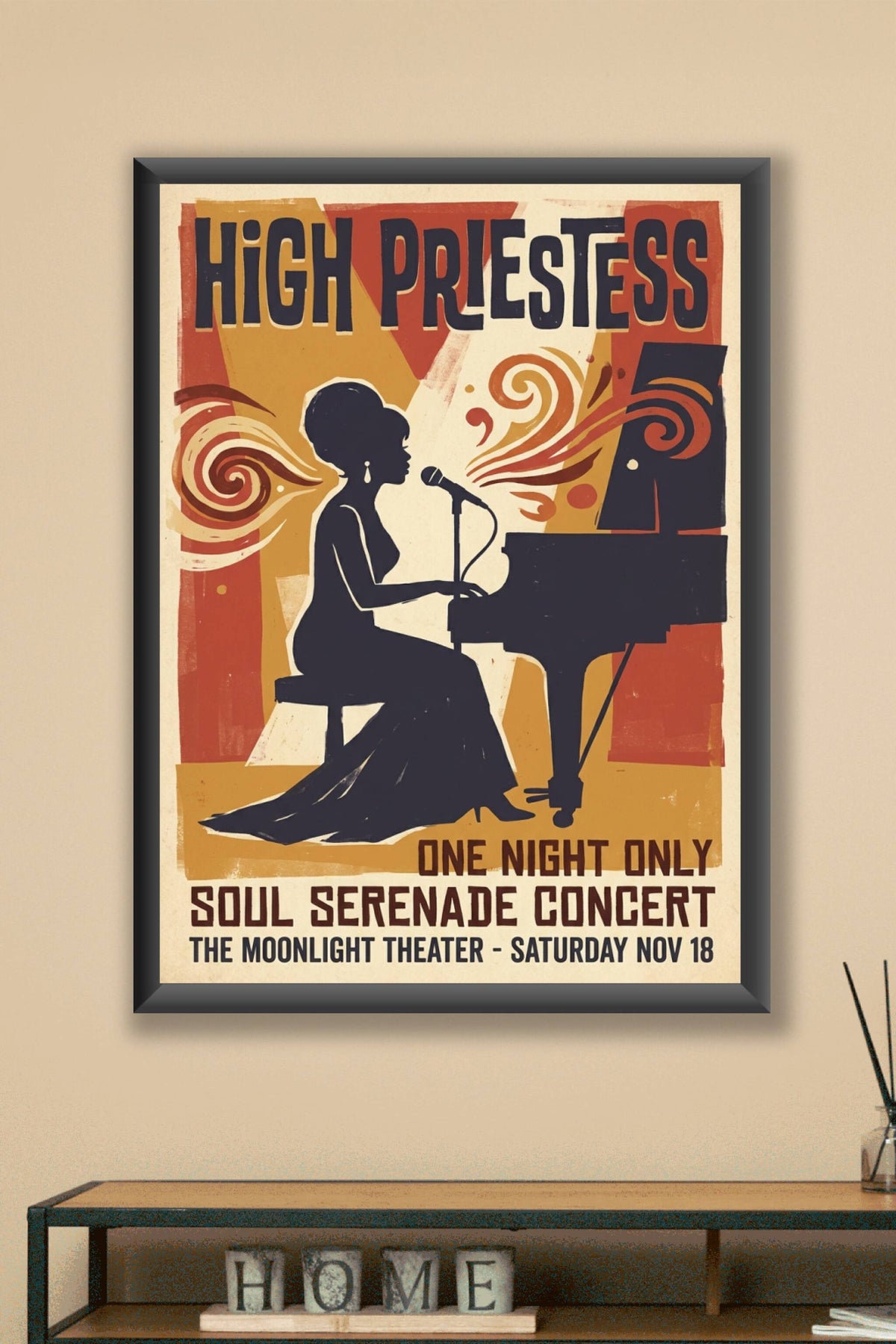 Poster High Priestess Soul, affiche chanteuse au piano