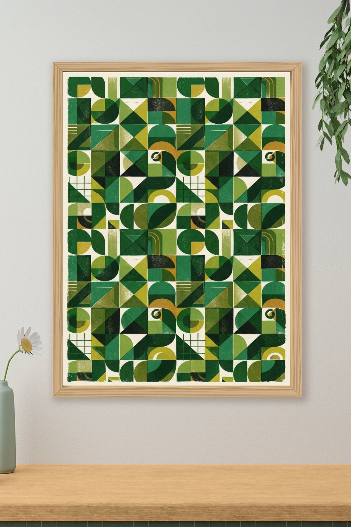 Poster Motif géométrique vert, Formes abstraites