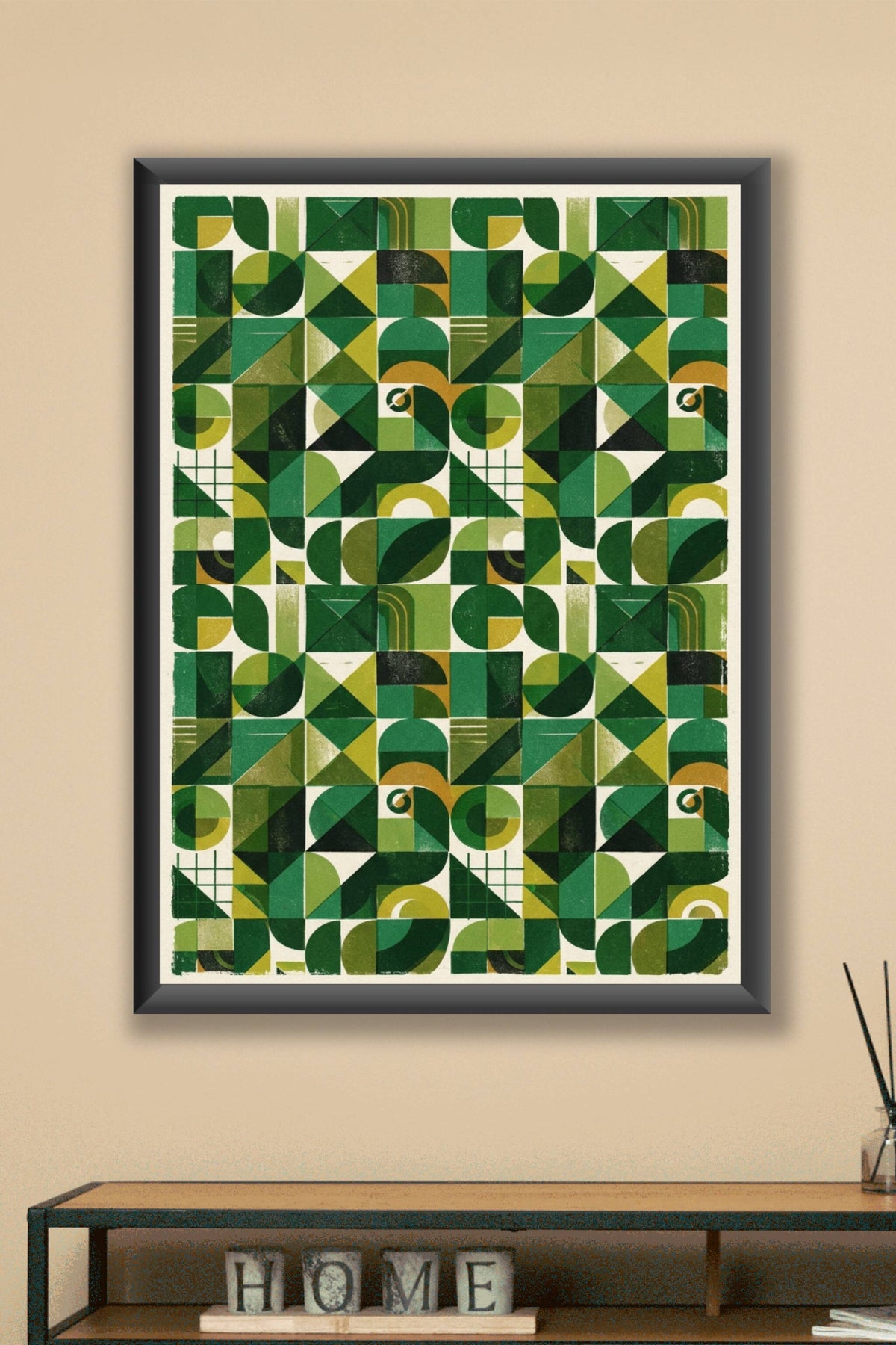 Poster Motif géométrique vert, Formes abstraites