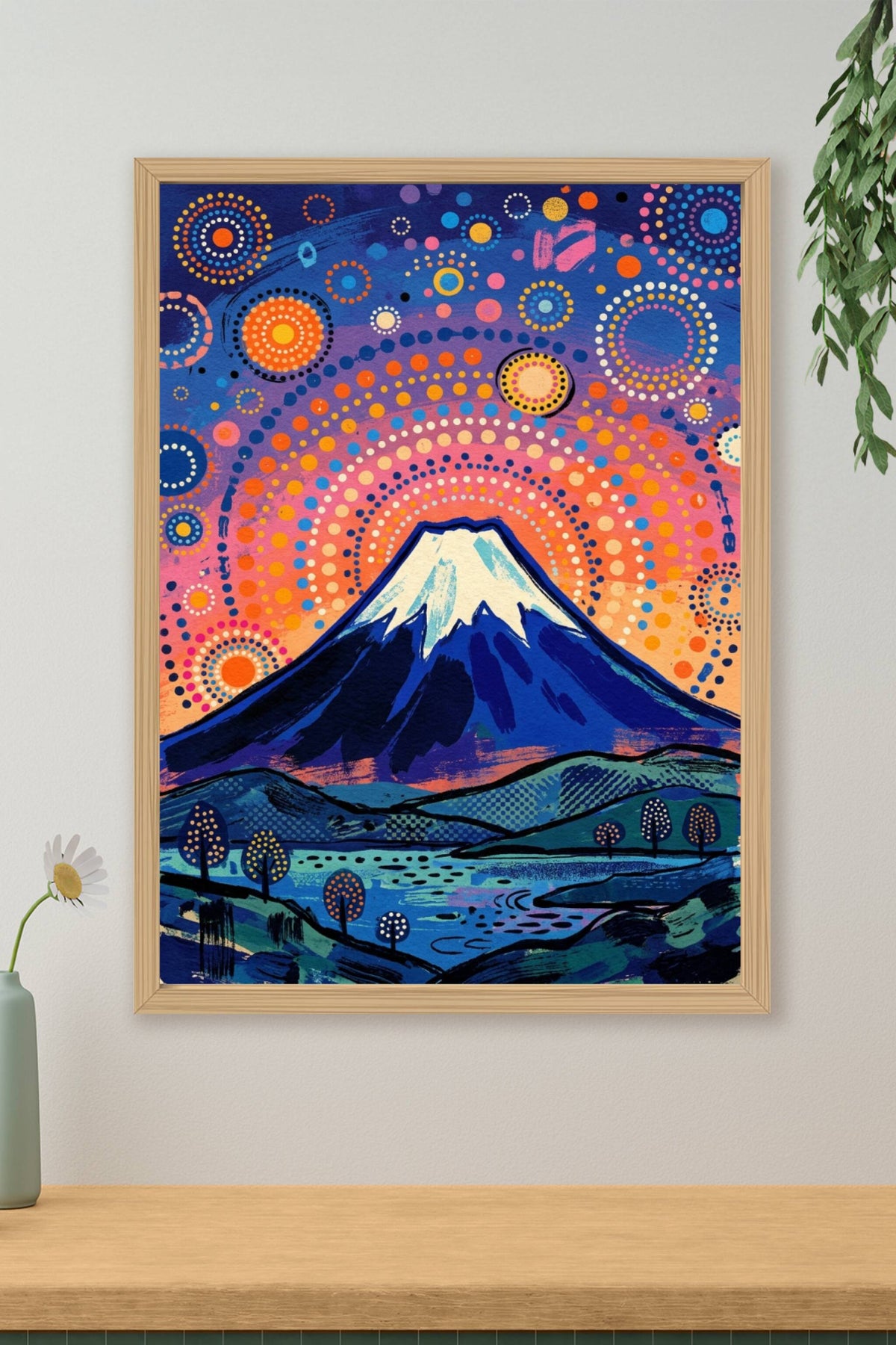 Poster du Mont Fuji, affiche style pop art