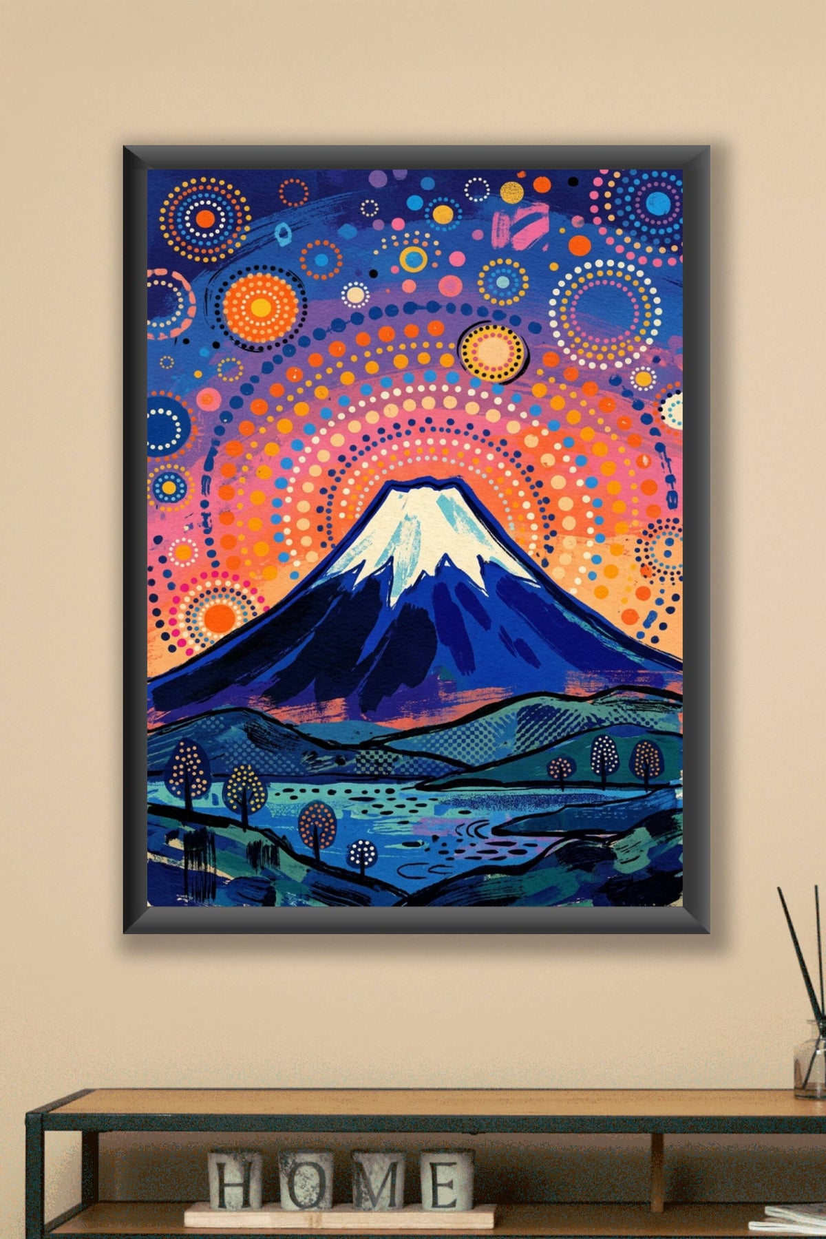 Poster du Mont Fuji, affiche style pop art