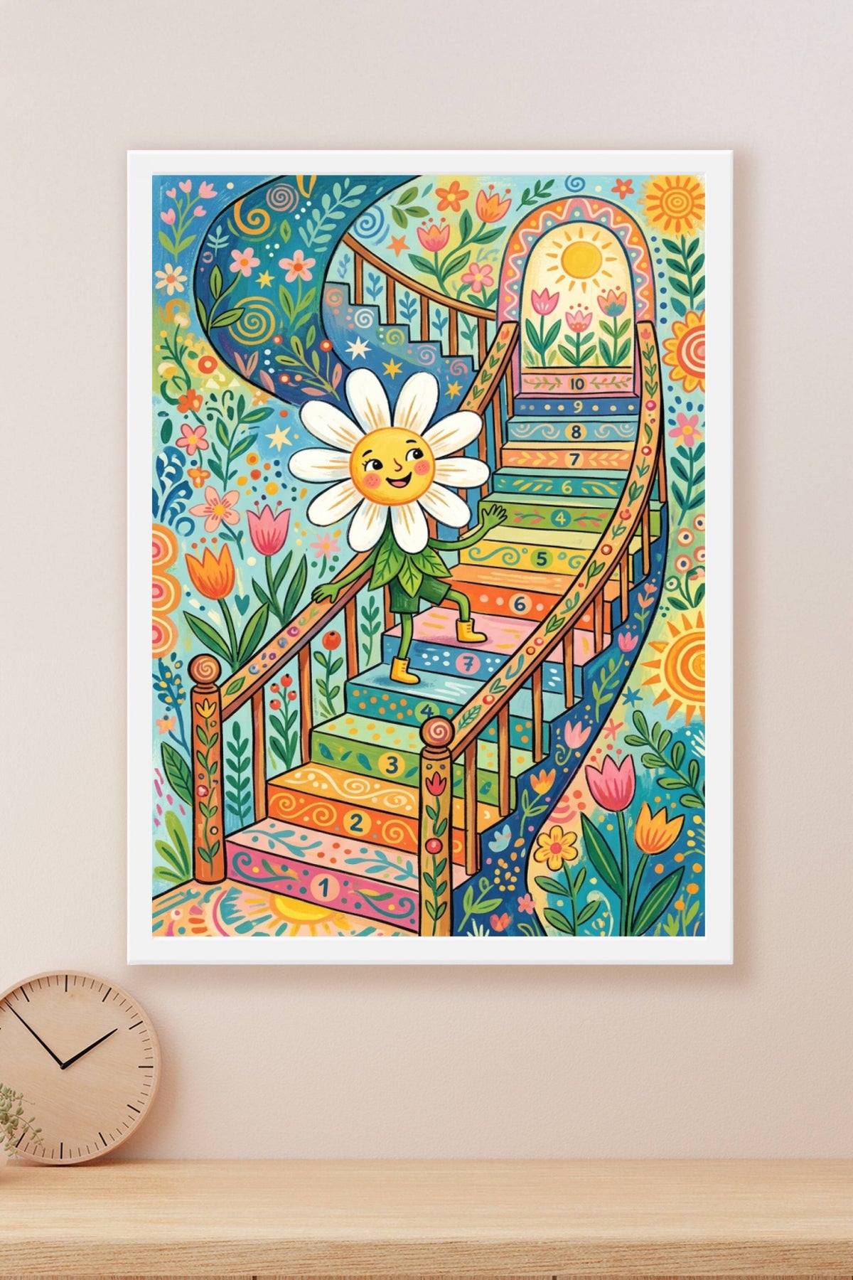 Affiche Marguerite colorée, poster escalier numéroté
