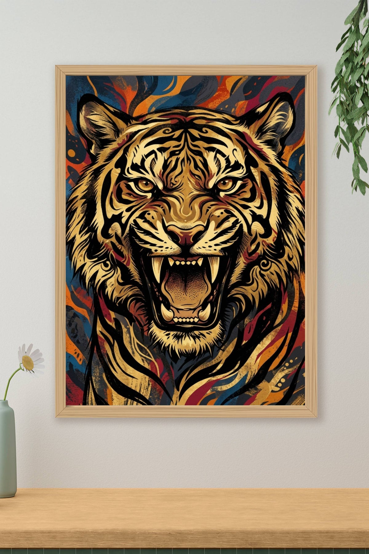 Affiche Tigre, poster rugissant aux détails graphiques