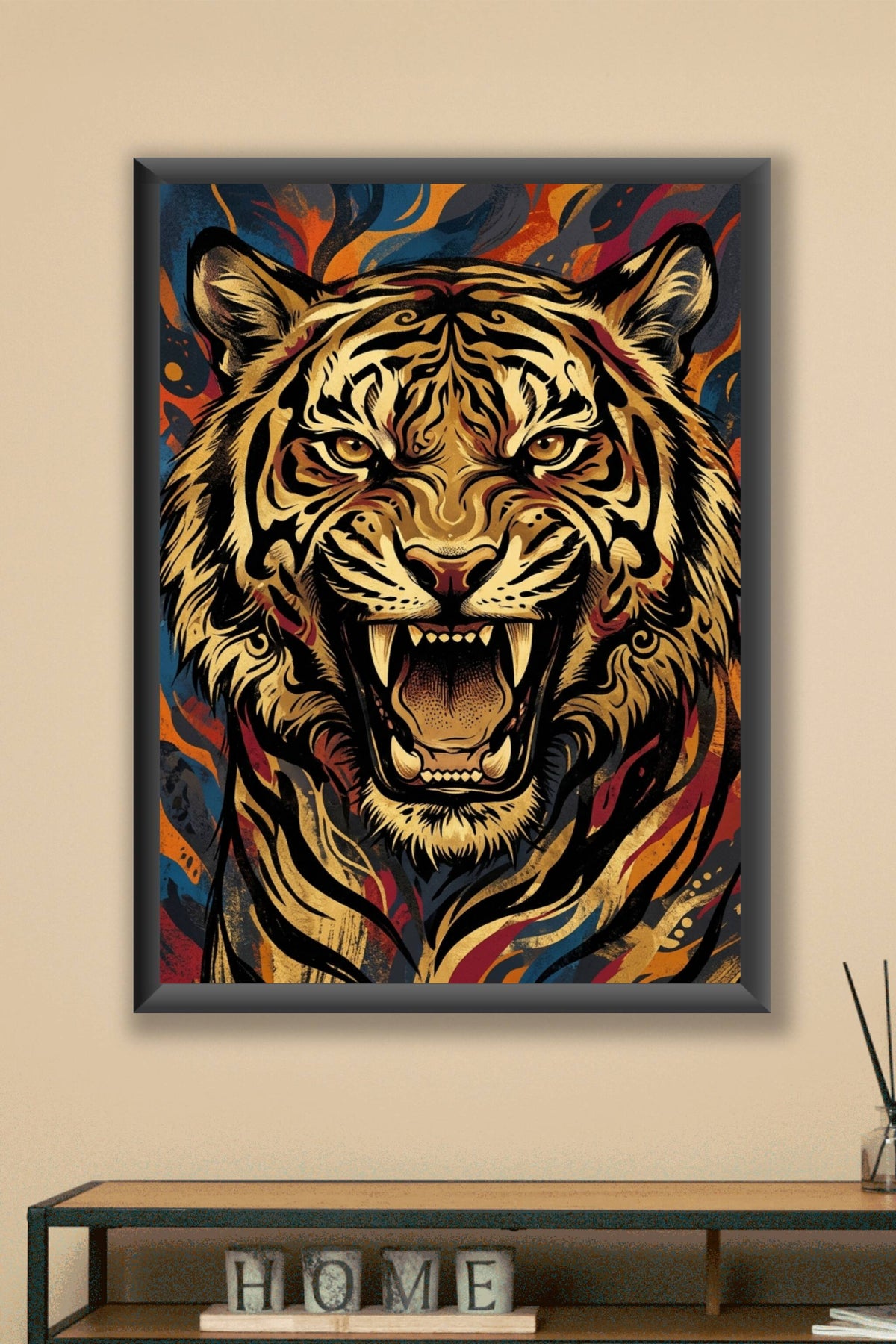 Affiche Tigre, poster rugissant aux détails graphiques