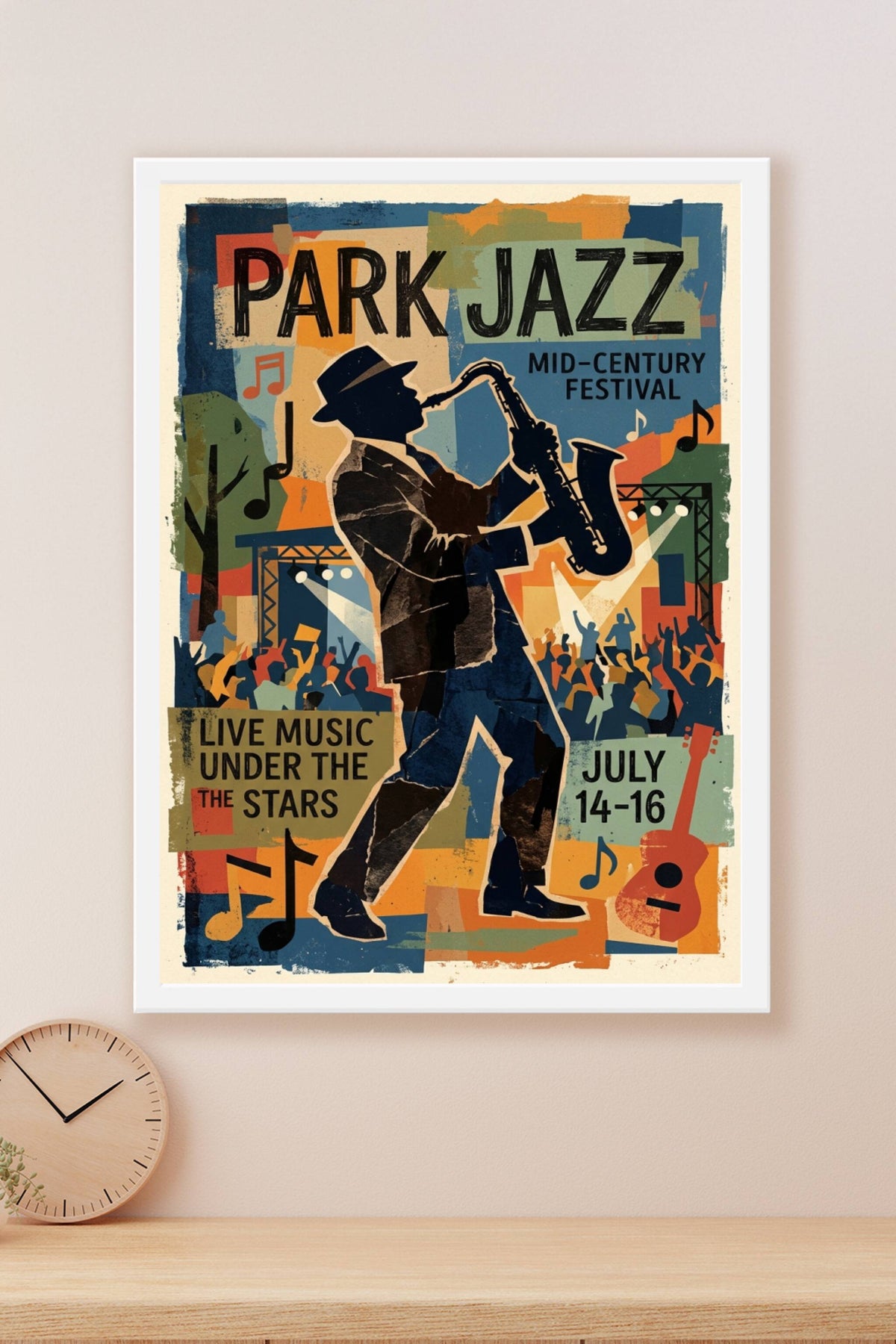 Poster Jazz Mid-Century, affiche vintage saxophoniste