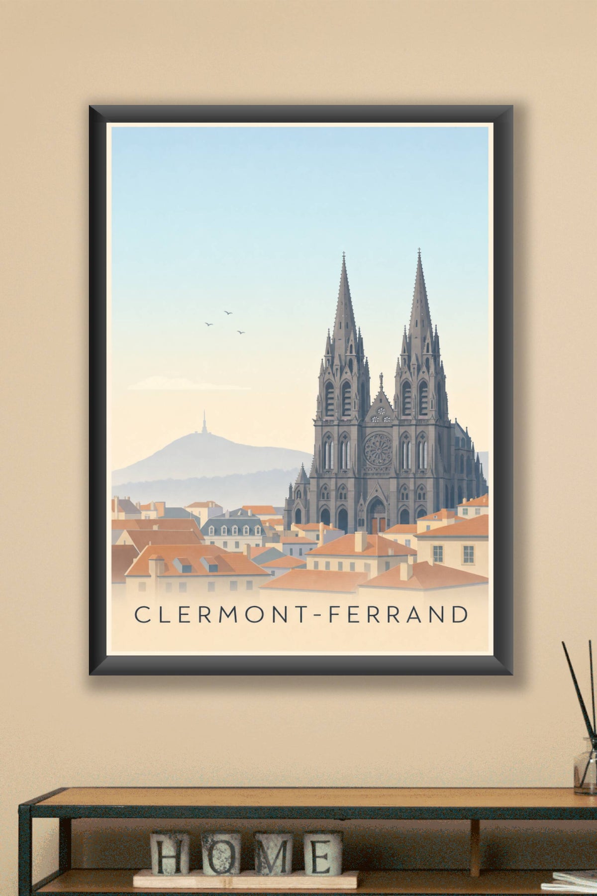 Affiche de Clermont-Ferrand, poster de la cathédrale
