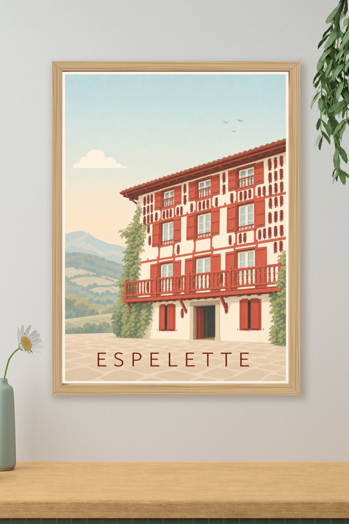 Affiche d'Espelette, piments rouges du Pays basque
