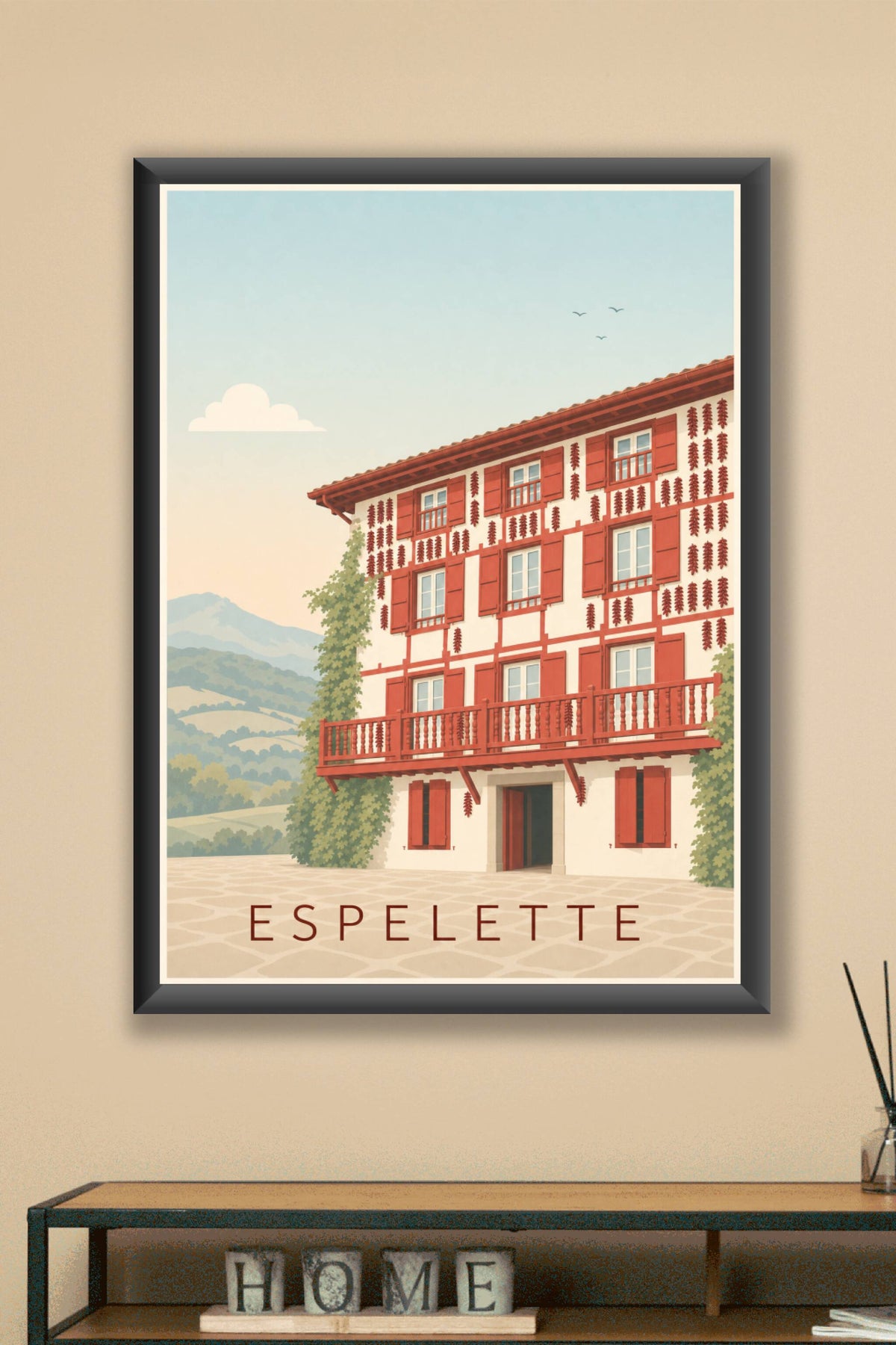 Affiche d'Espelette, piments rouges du Pays basque