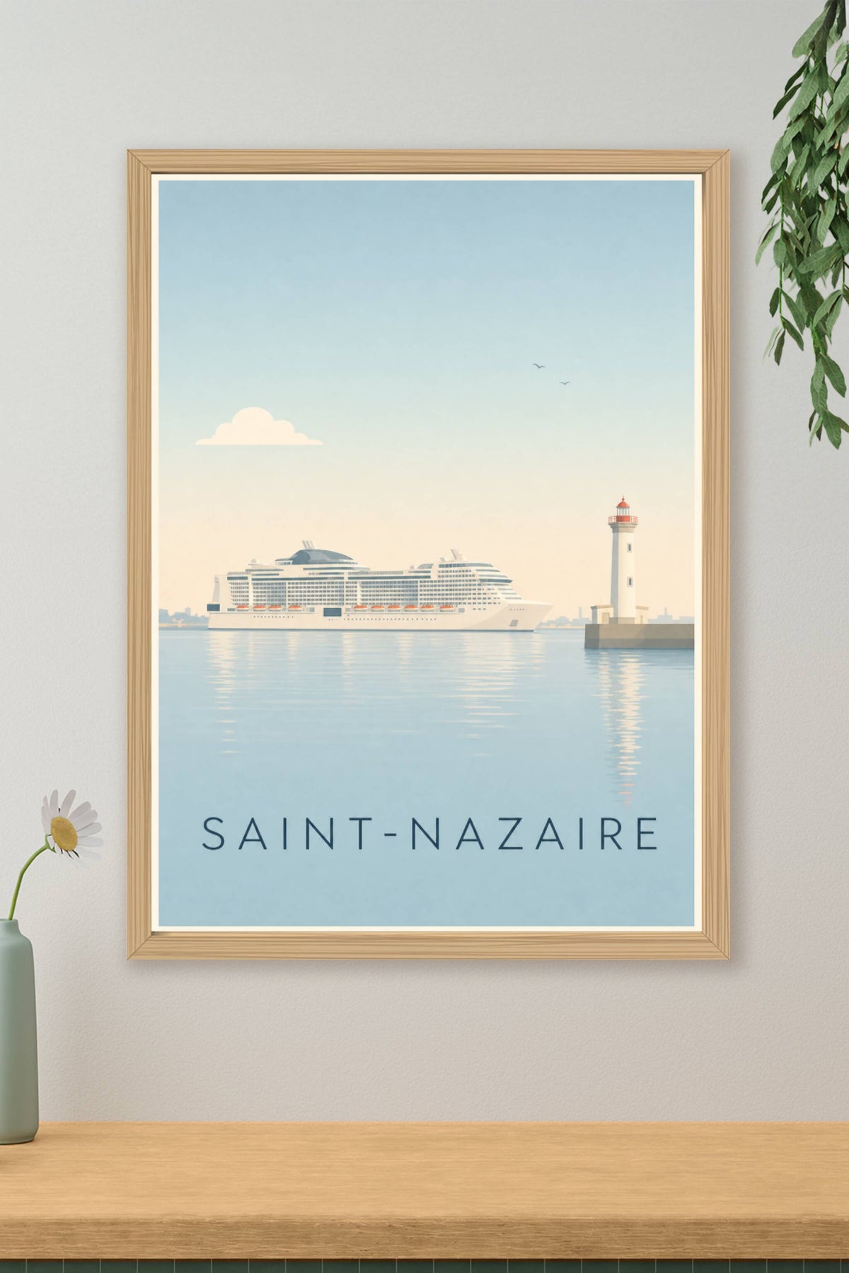 Affiche de Saint-Nazaire, paquebot vintage