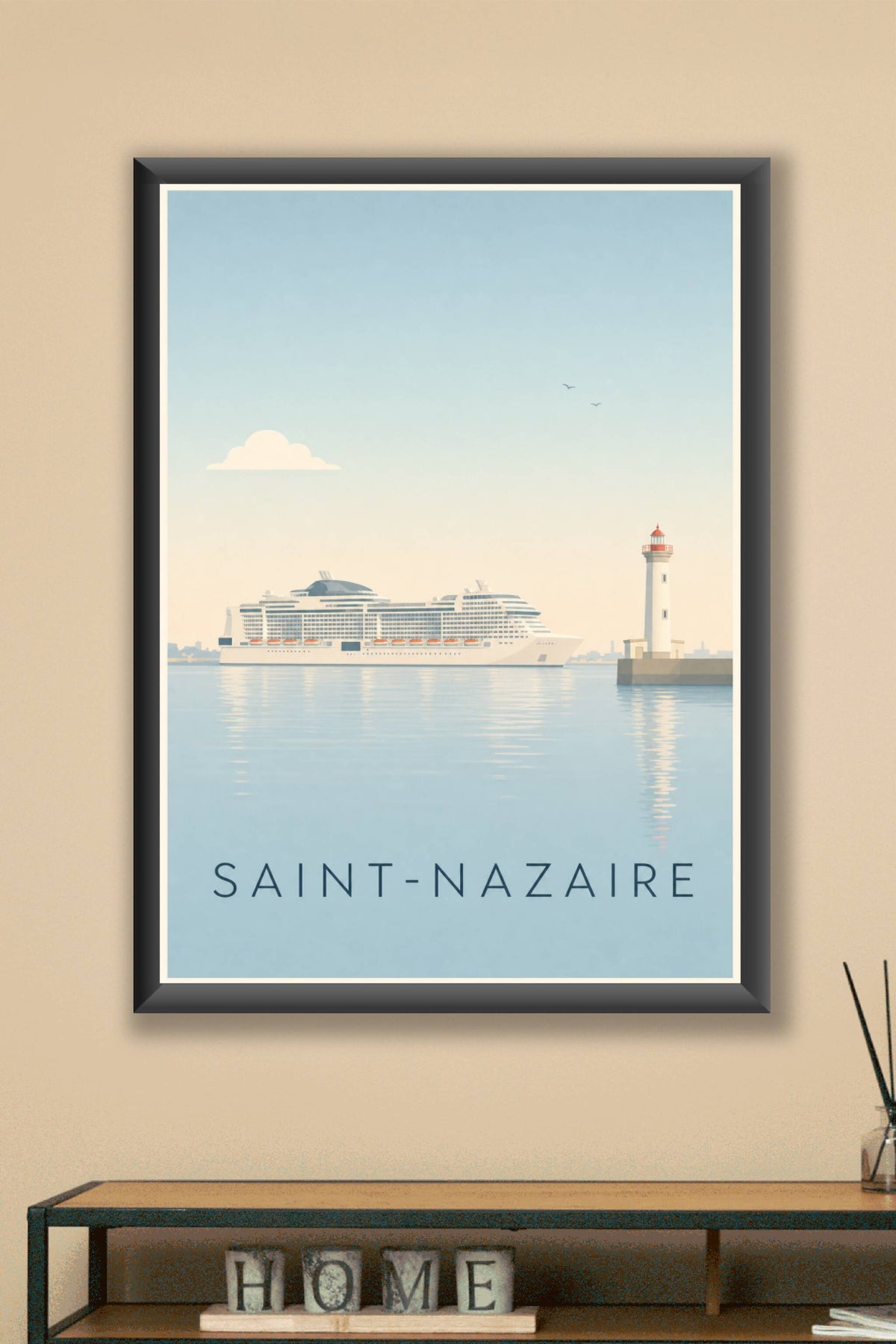 Affiche de Saint-Nazaire, paquebot vintage