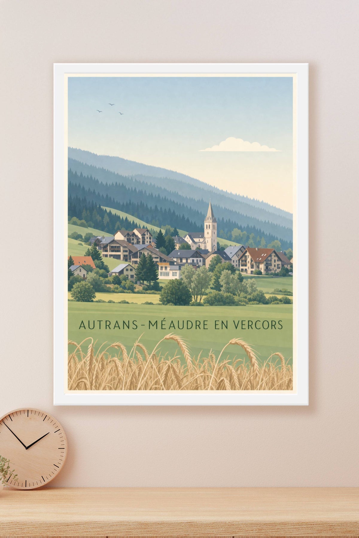 Affiche d'Autrans-Méaudre, poster clocher du Vercors