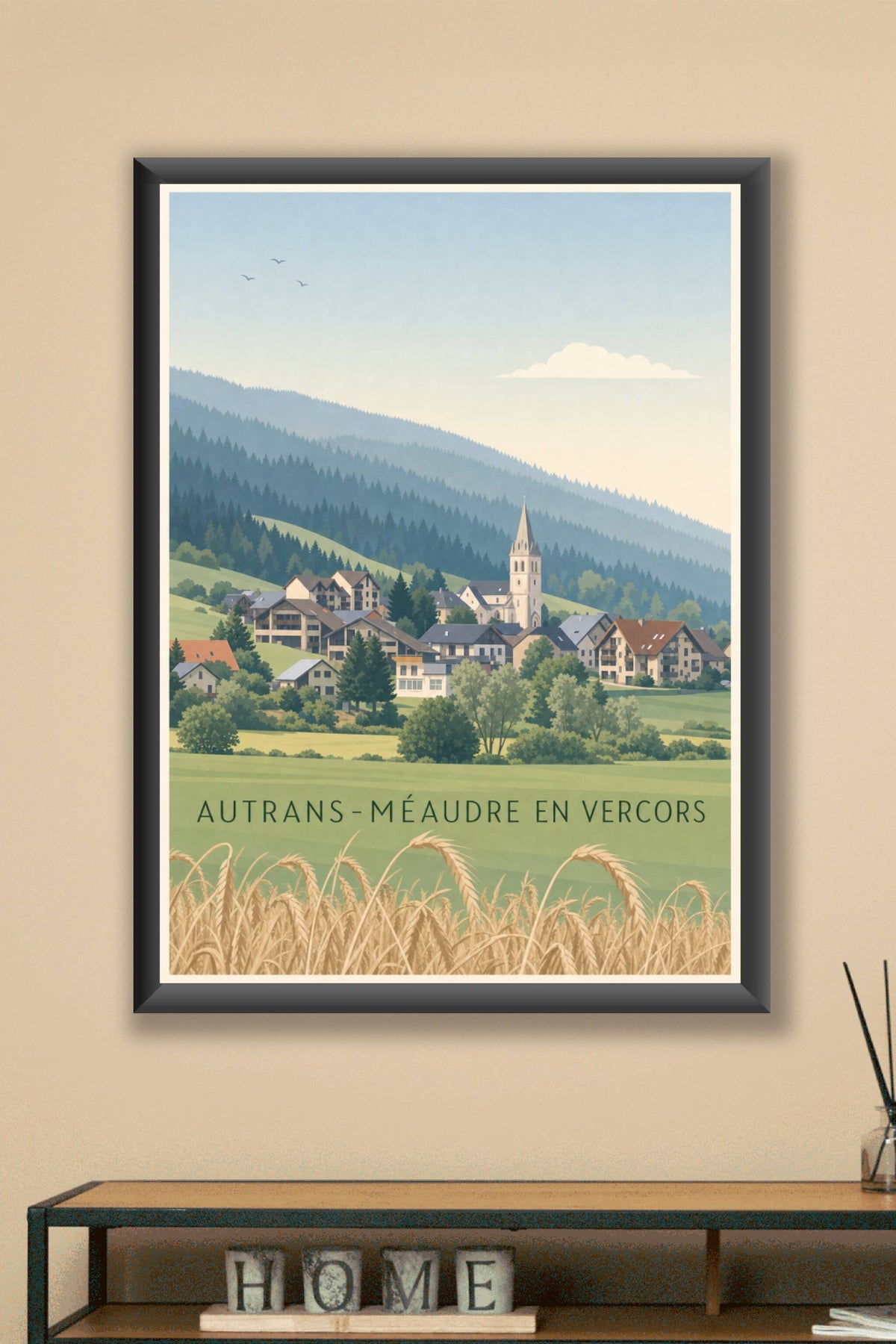 Affiche d'Autrans-Méaudre, poster clocher du Vercors