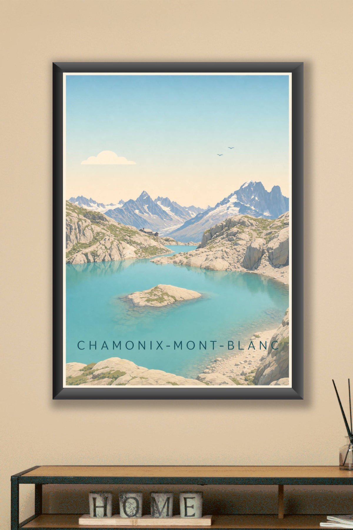 Affiche de Chamonix-Mont-Blanc, poster du lac Blanc