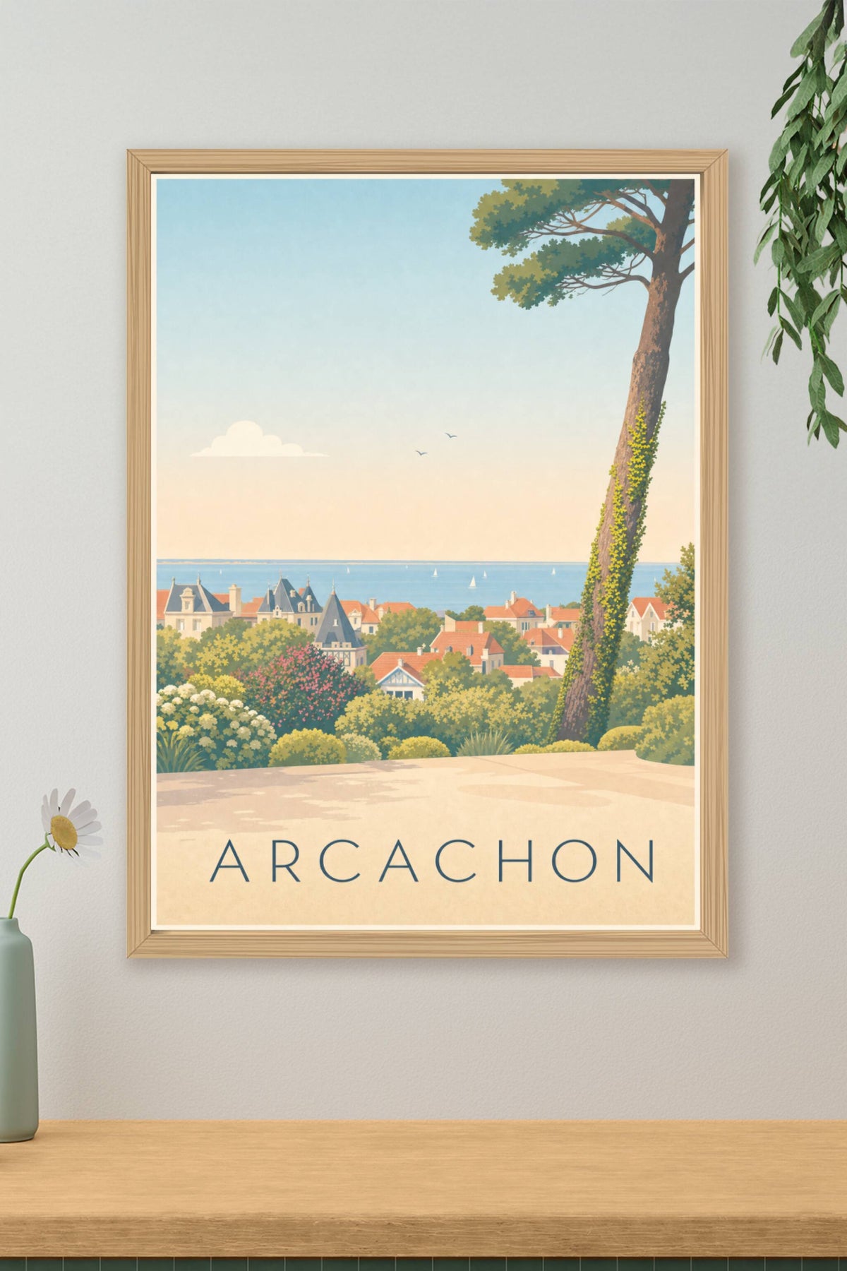 Affiche d'Arcachon, poster des villas de la Ville d'Hiver