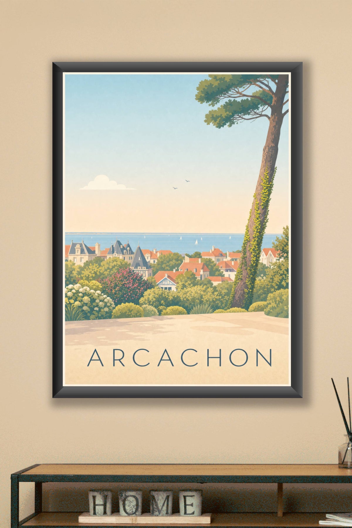 Affiche d'Arcachon, poster des villas de la Ville d'Hiver