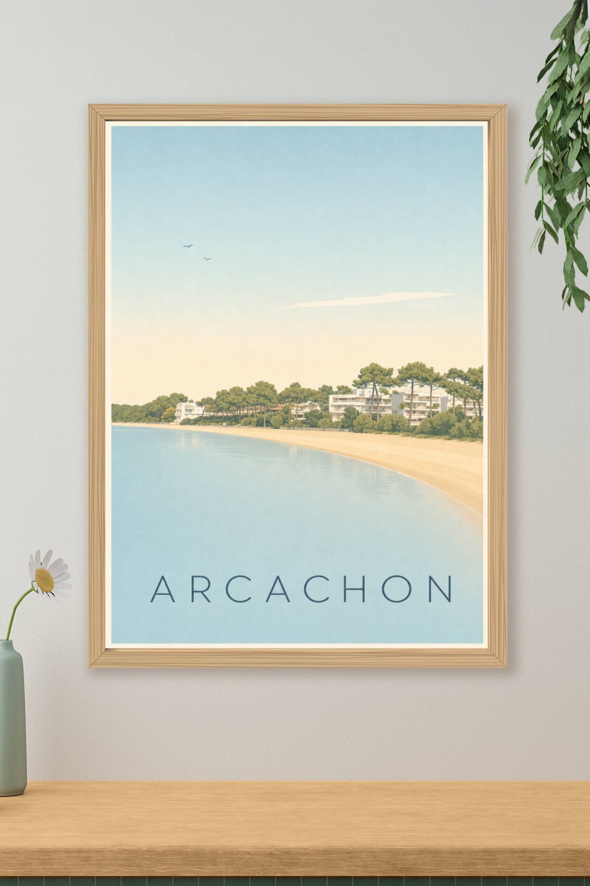 Affiche d'Arcachon, poster de la plage du Moulleau