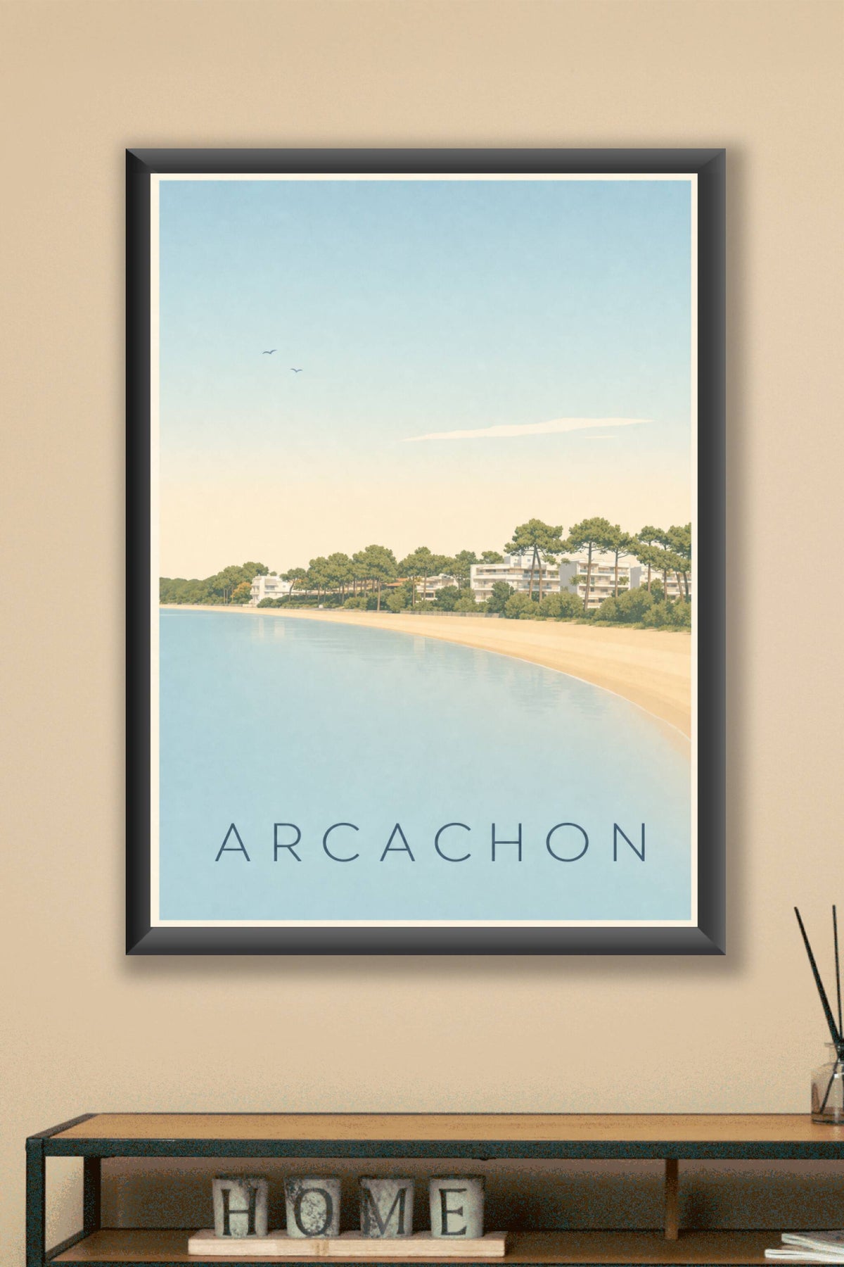 Affiche d'Arcachon, poster de la plage du Moulleau