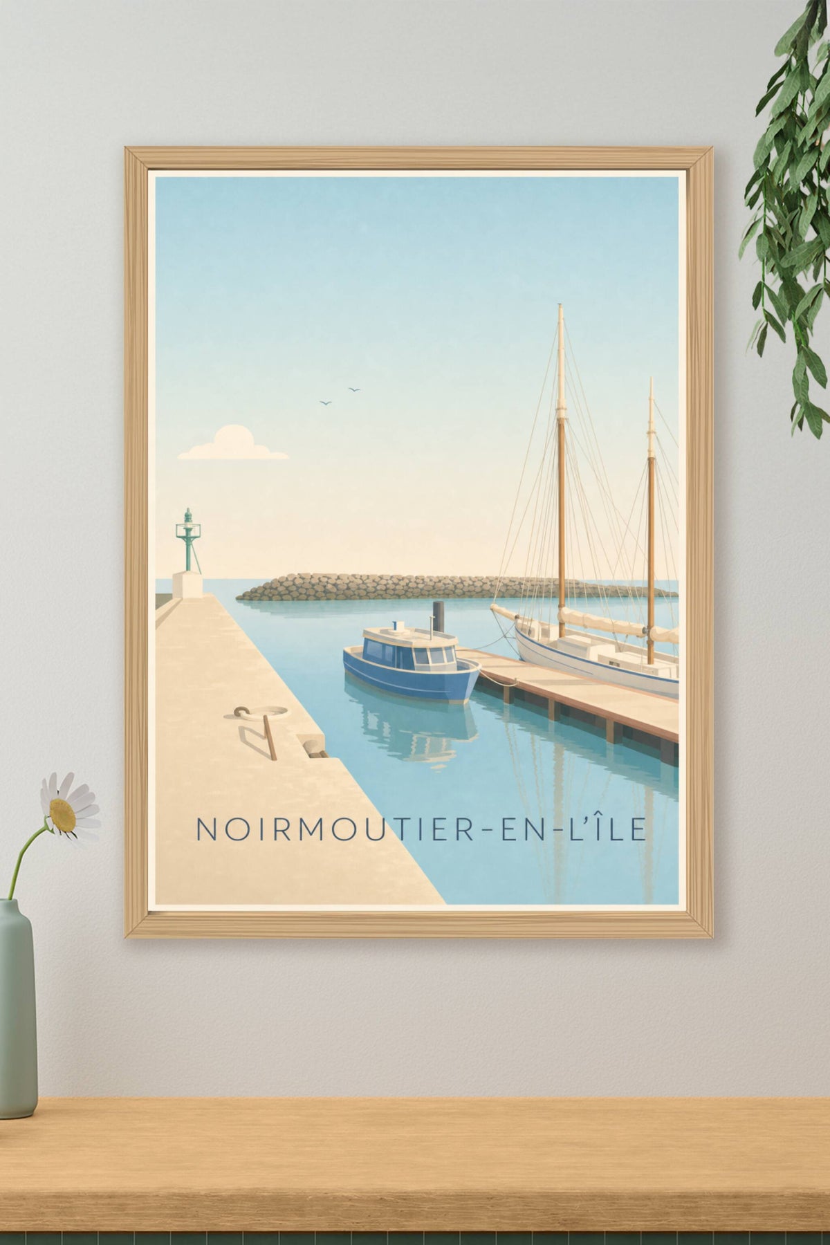 Affiche de Noirmoutier-en-l'Île, poster du port de l'Herbaudière