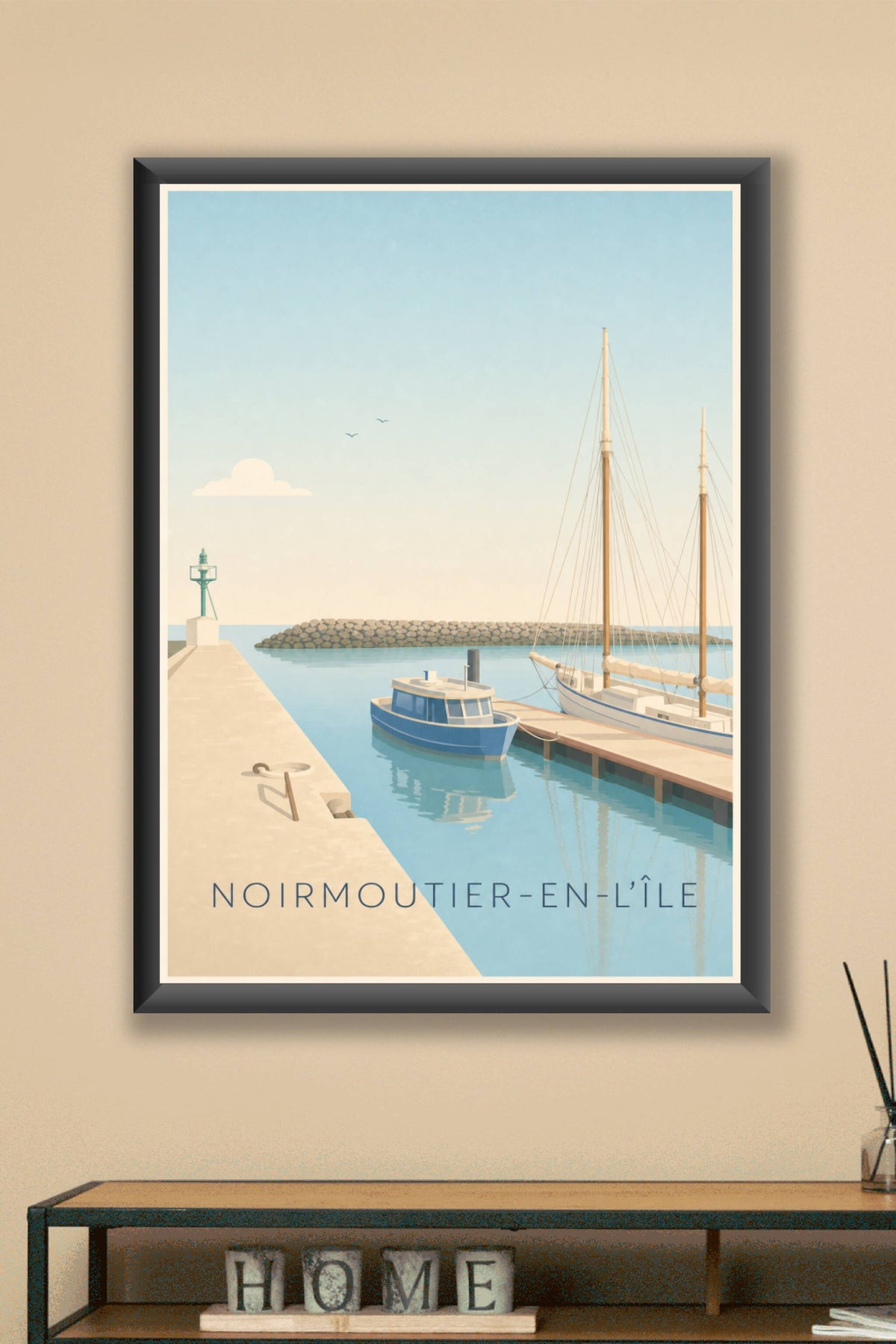Affiche de Noirmoutier-en-l'Île, poster du port de l'Herbaudière
