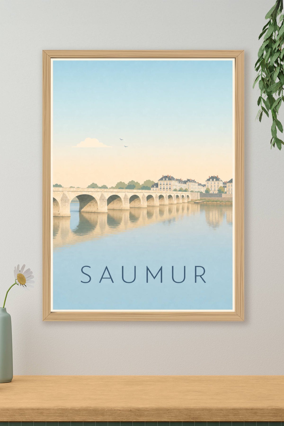 Affiche Saumur, poster illustré des bords de Loire