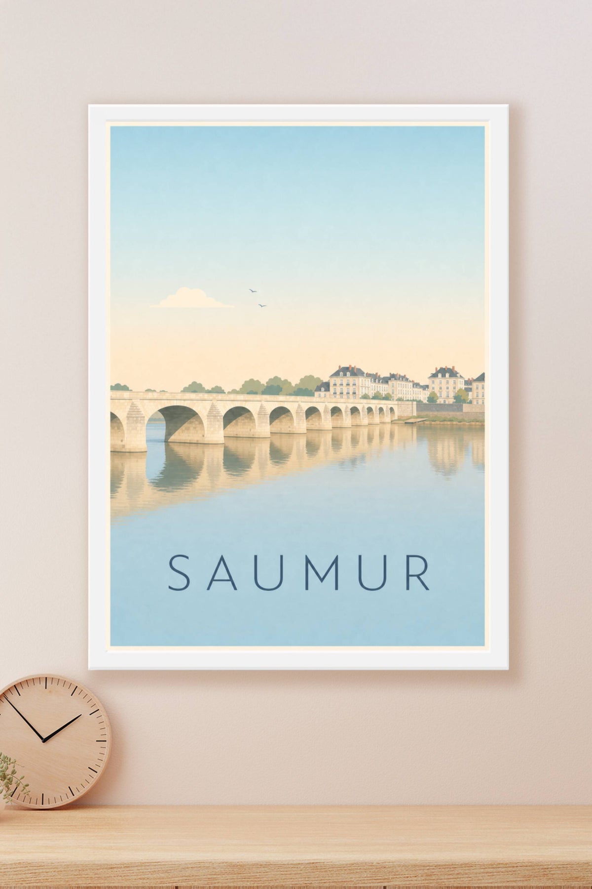 Affiche Saumur, poster illustré des bords de Loire