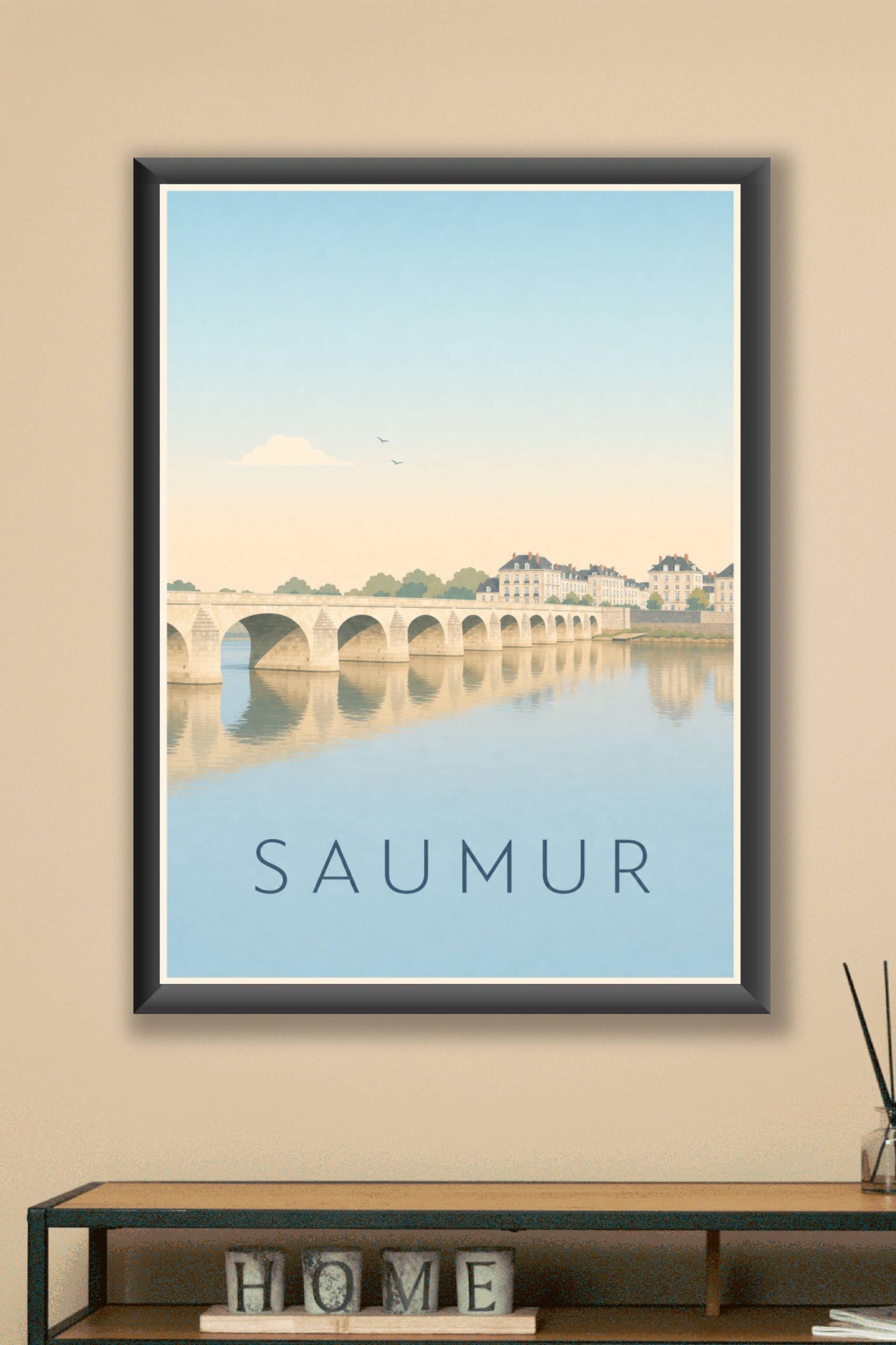 Affiche Saumur, poster illustré des bords de Loire