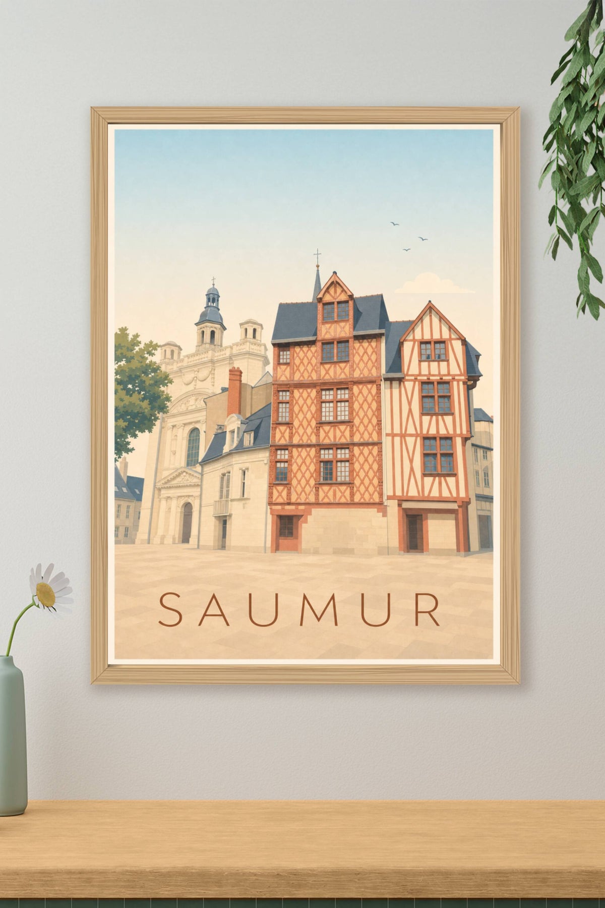 Affiche de Saumur, poster de la place Saint-Pierre