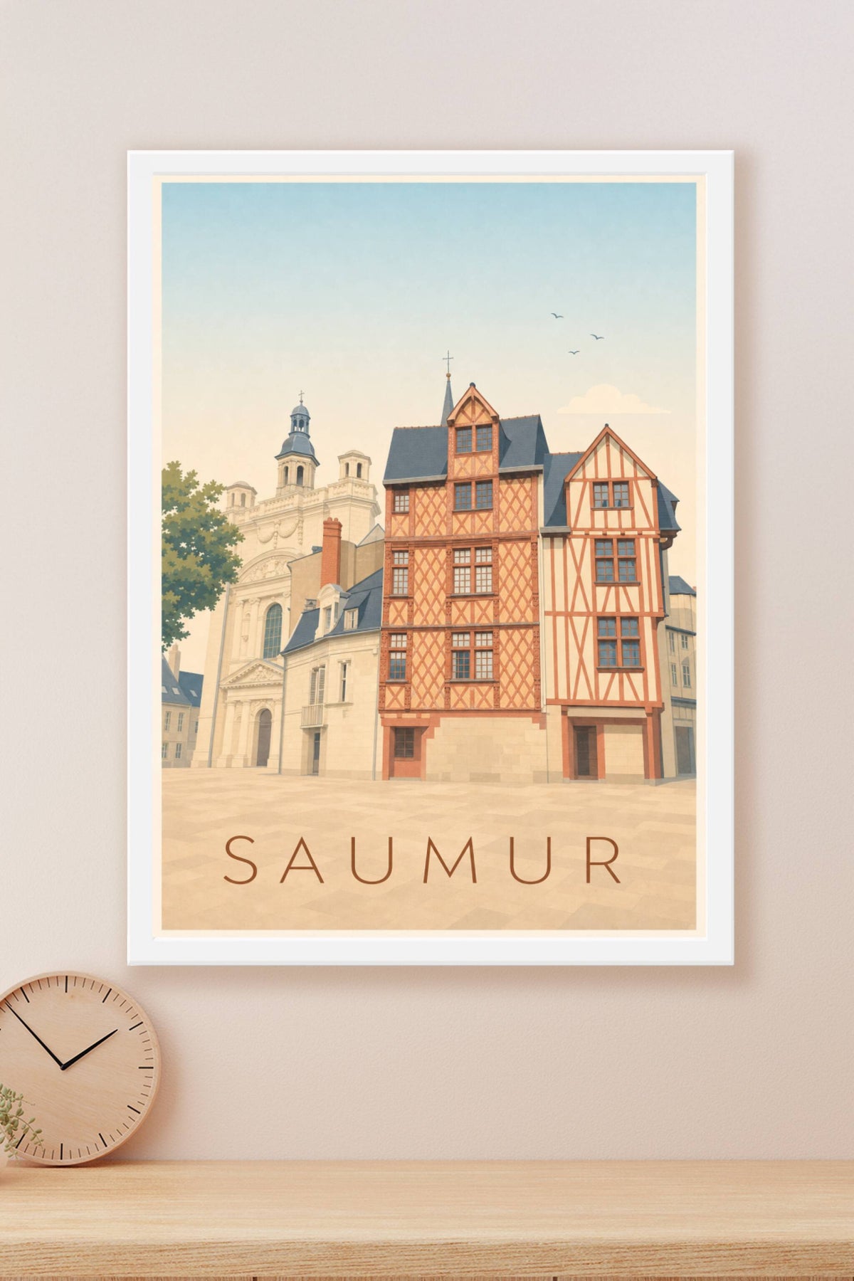 Affiche de Saumur, poster de la place Saint-Pierre