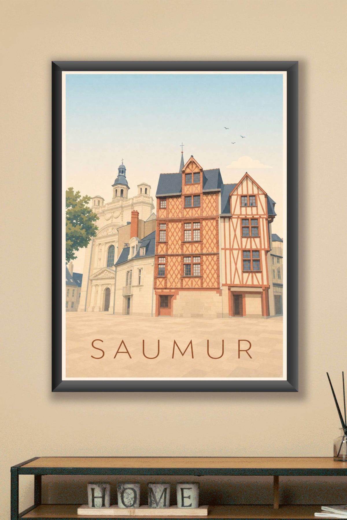 Affiche de Saumur, poster de la place Saint-Pierre