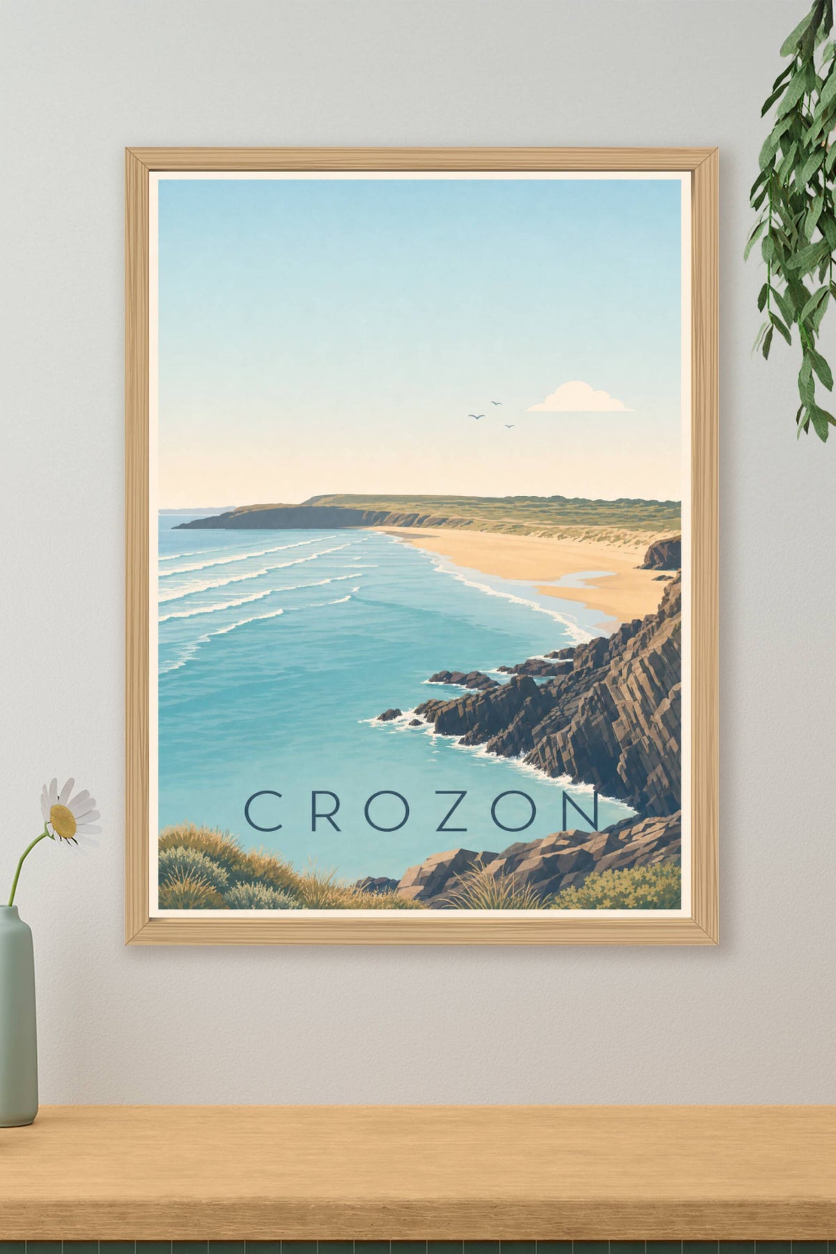 Affiche de Crozon, poster de la plage de la Palue