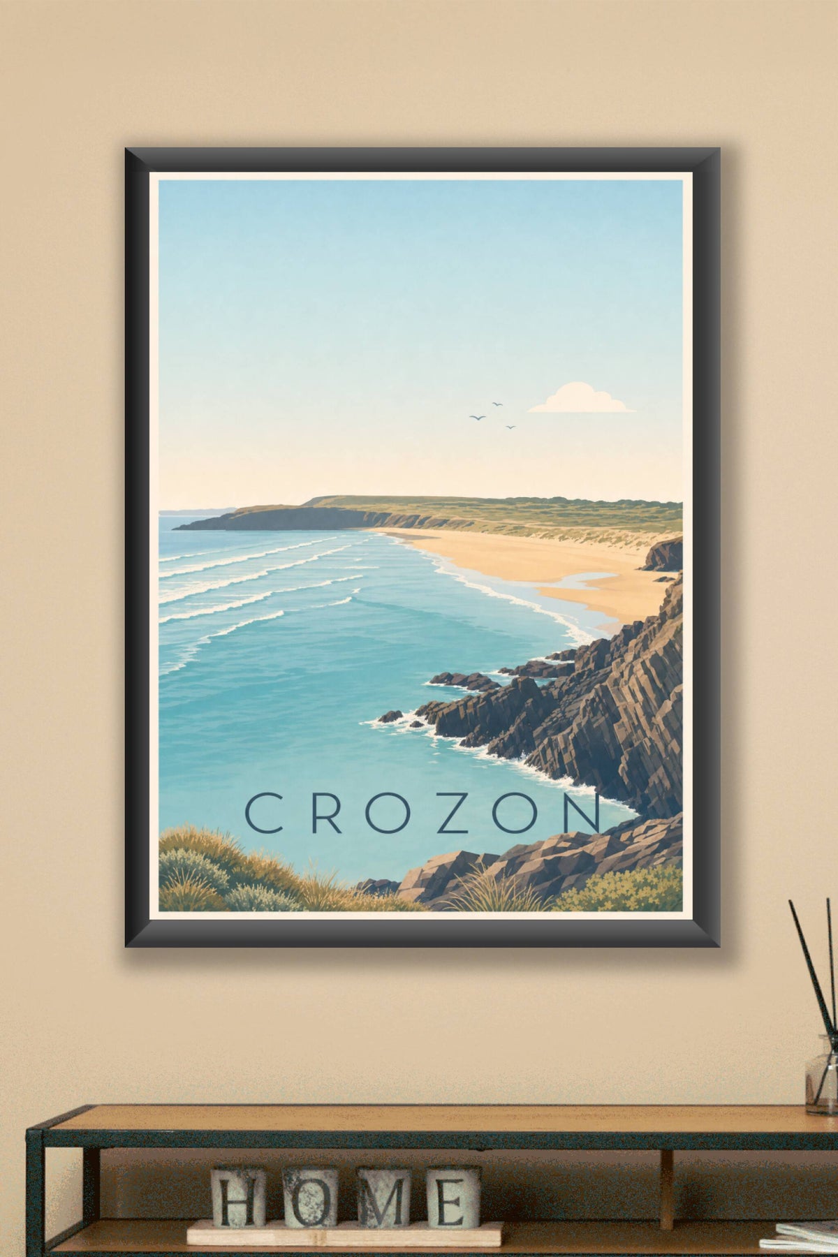 Affiche de Crozon, poster de la plage de la Palue