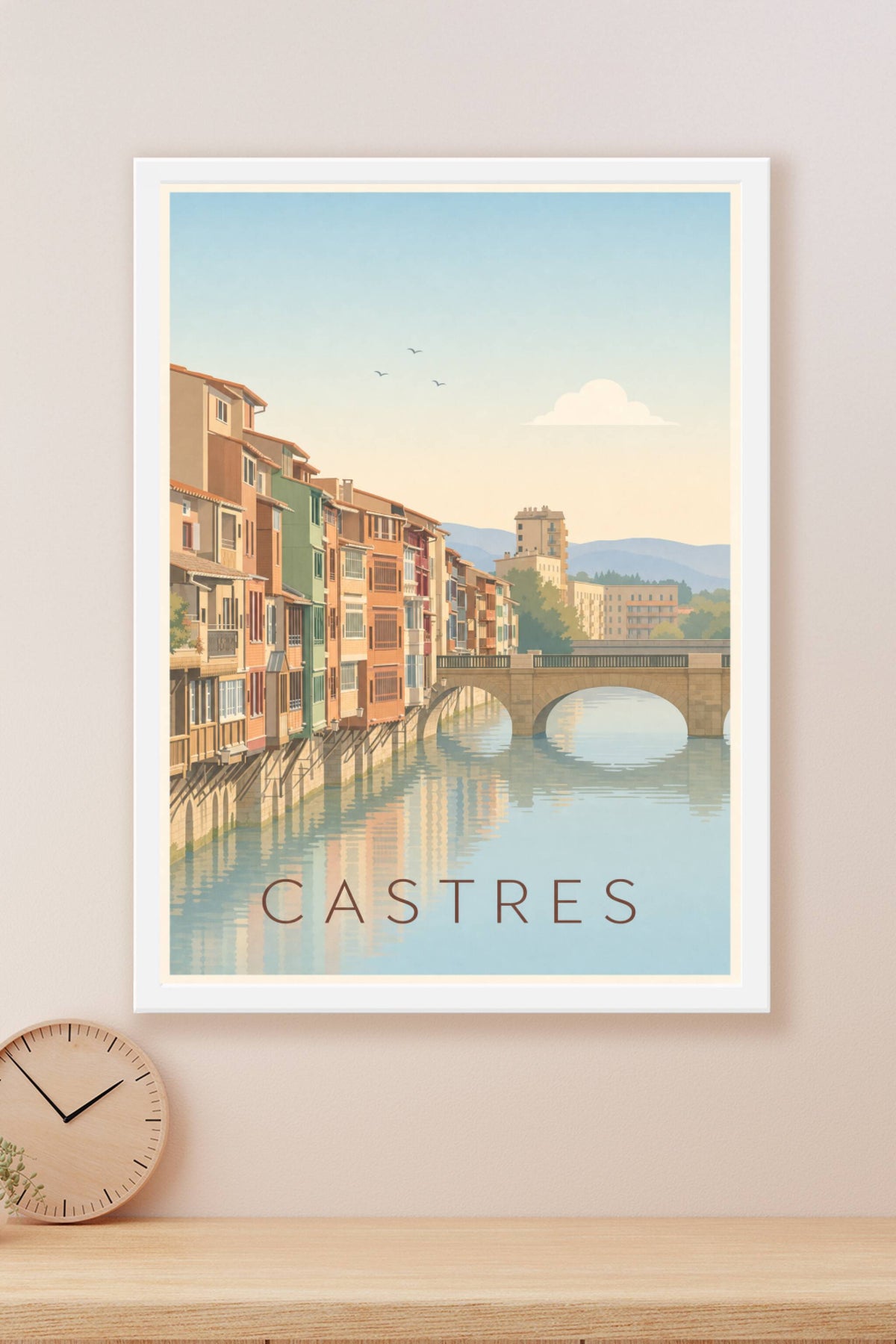 Affiche de Castres, poster des maisons sur l'Agout