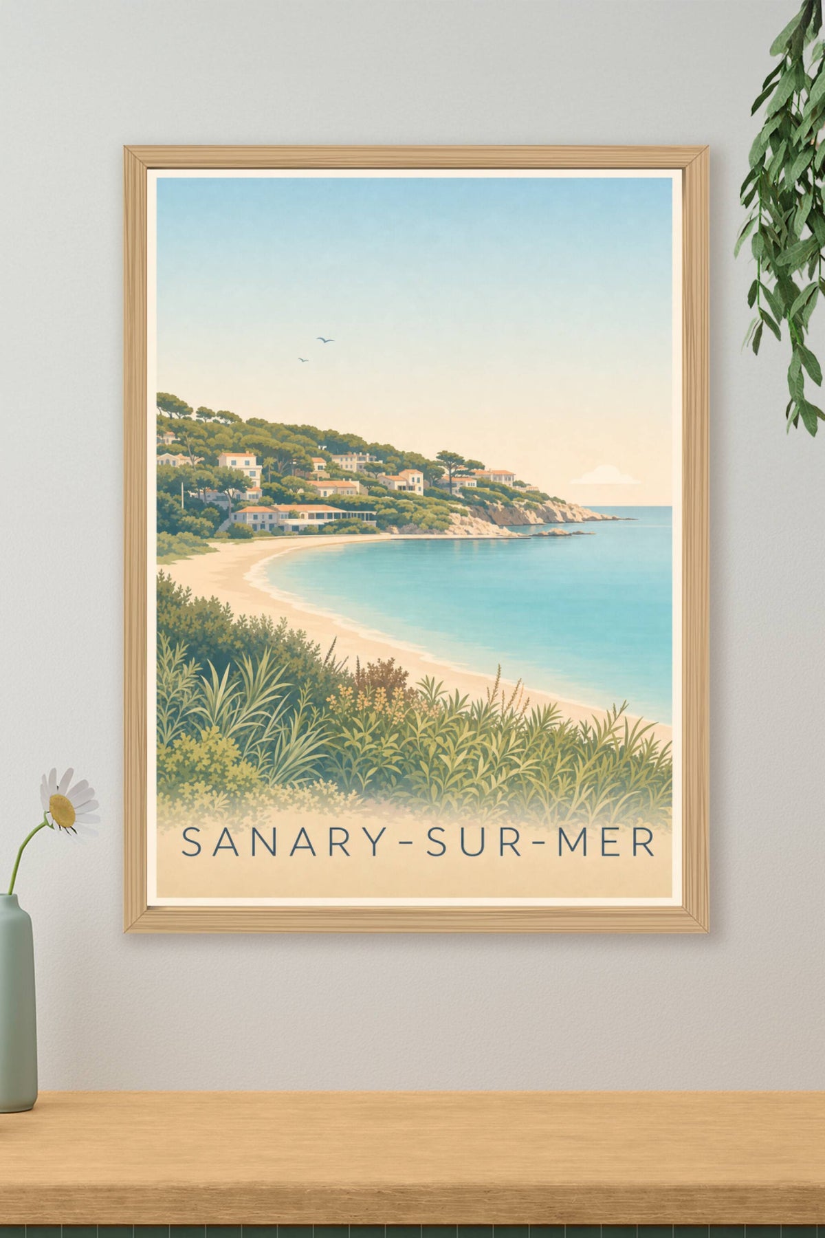 Affiche de Sanary-sur-Mer, poster de la plage de Portissol