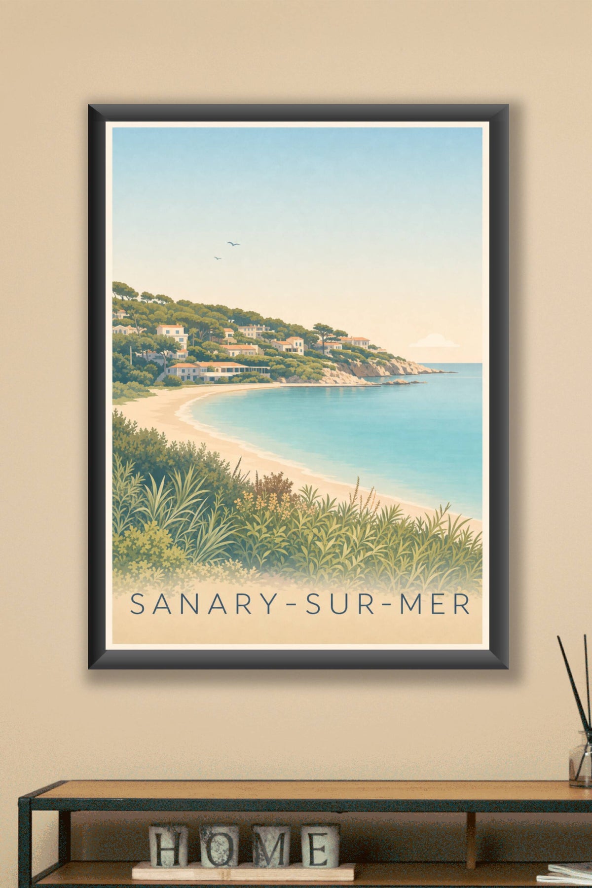 Affiche de Sanary-sur-Mer, poster de la plage de Portissol