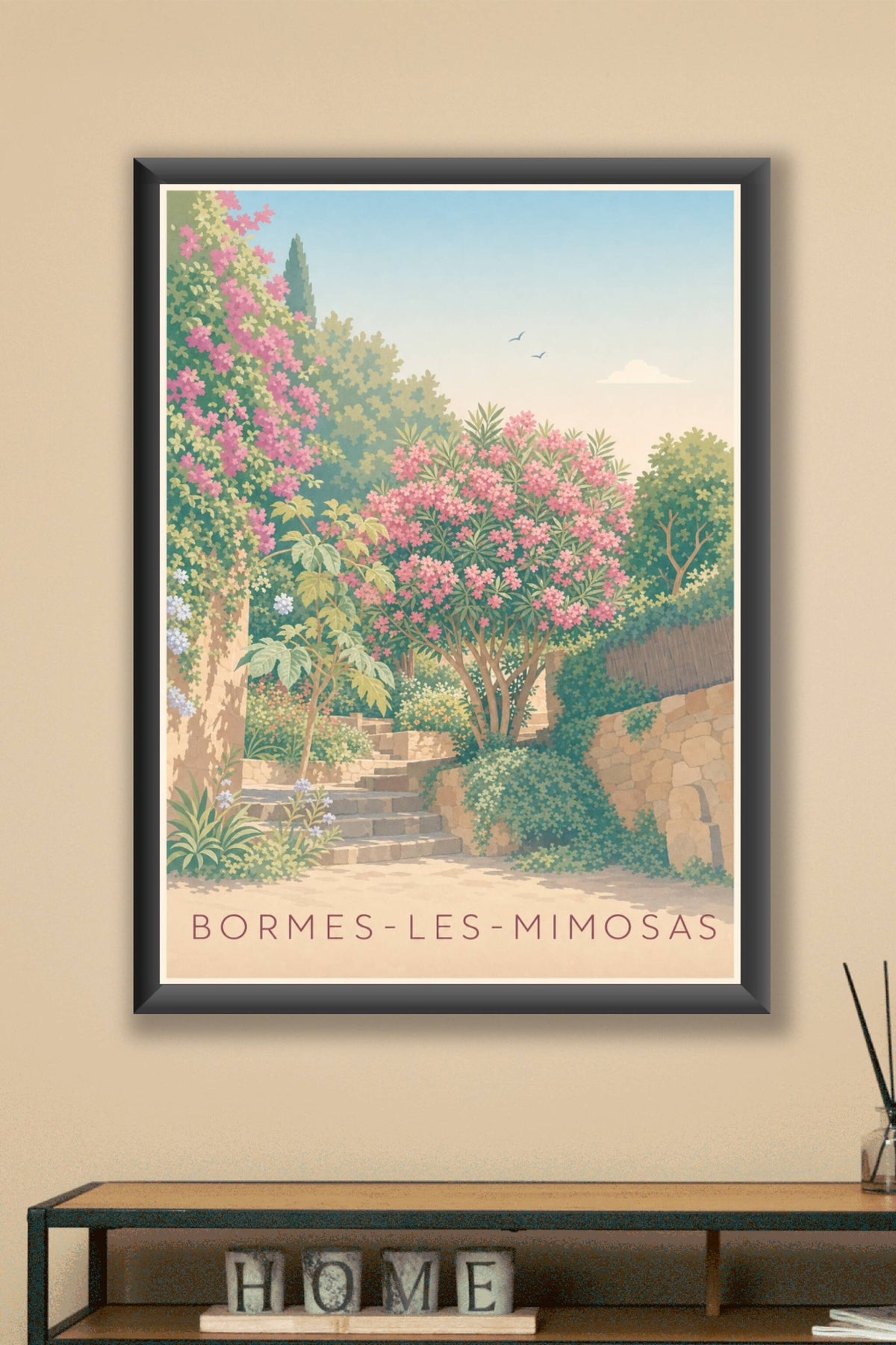 Affiche de Bormes-les-Mimosas, poster du vieux village de Bormes-les-Mimosas